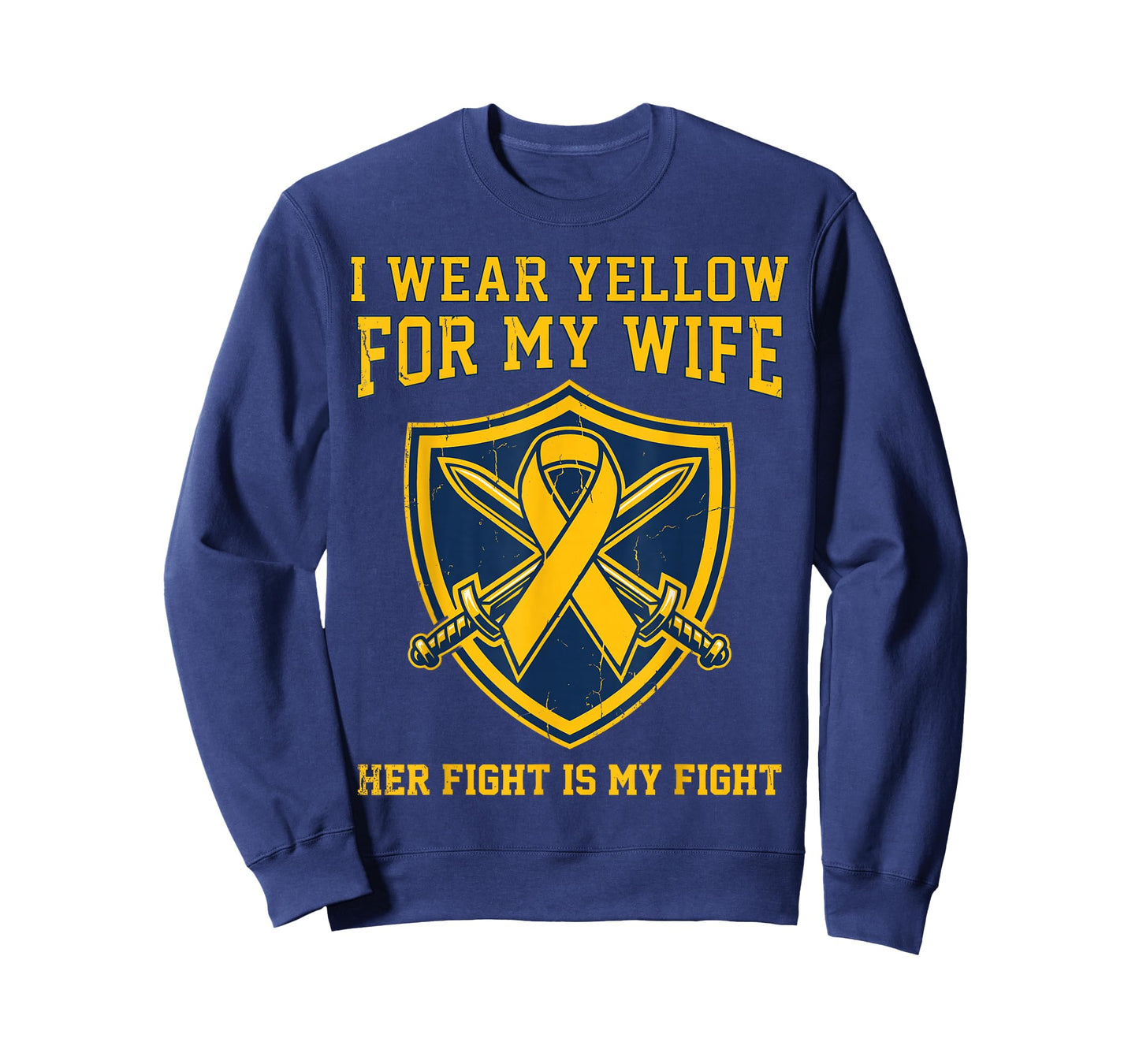 Endometriosis Yellow Ribbon Awareness Warrior Shield Wife T-Shirt