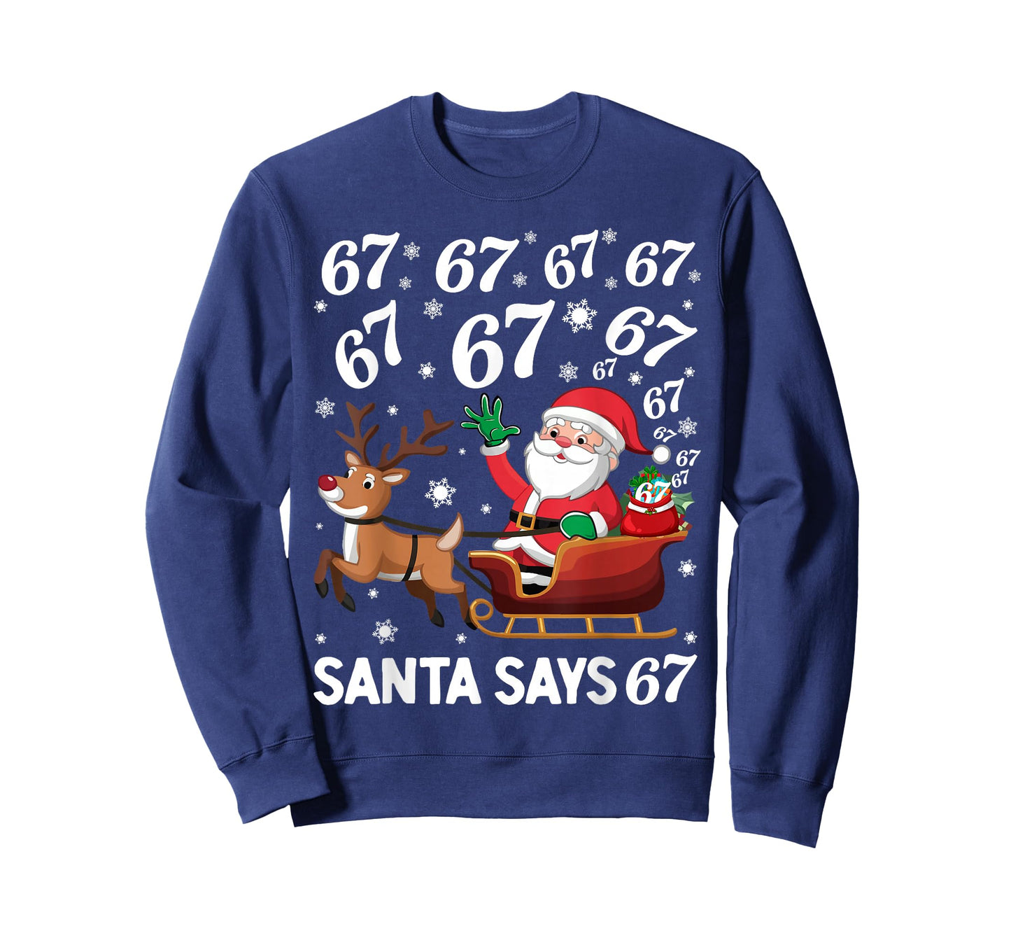 Santa Says 67 Funny Christmas Six Seven Meme Holiday T-Shirt