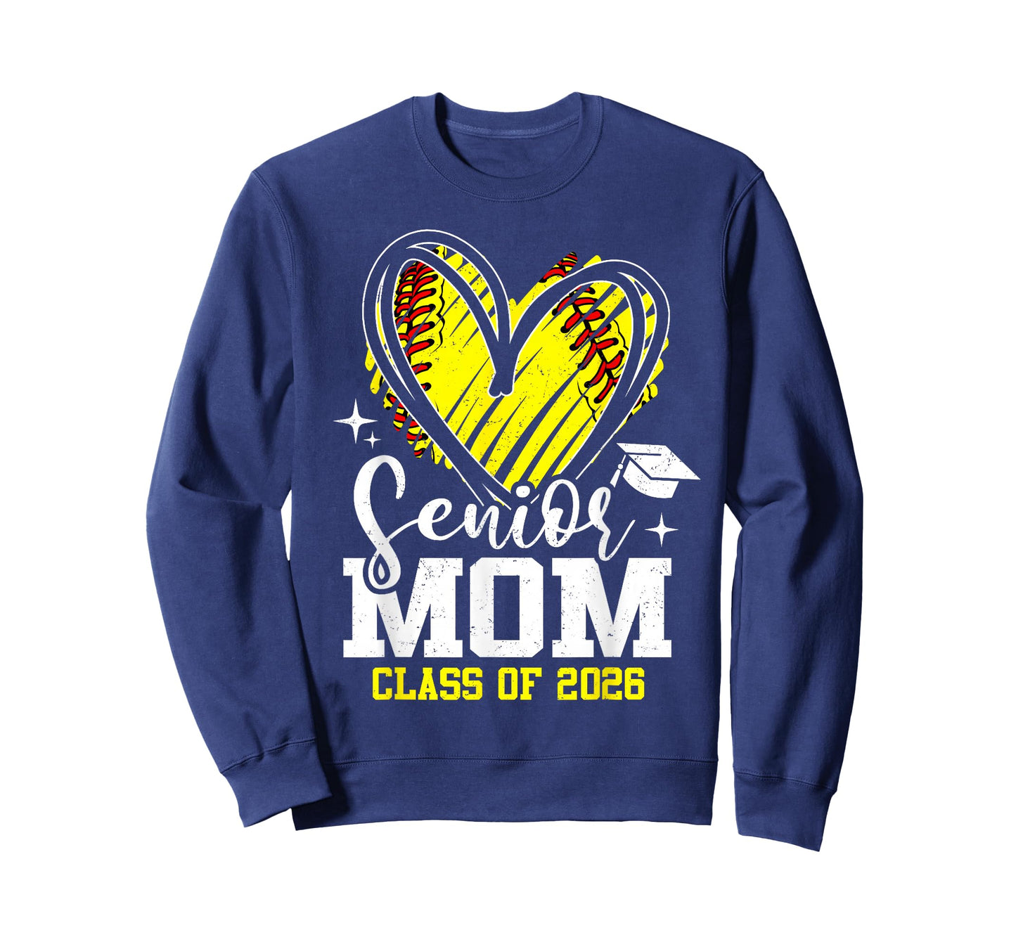 Proud Senior Mom Class of 2026 Softball Graduation Heart T-Shirt