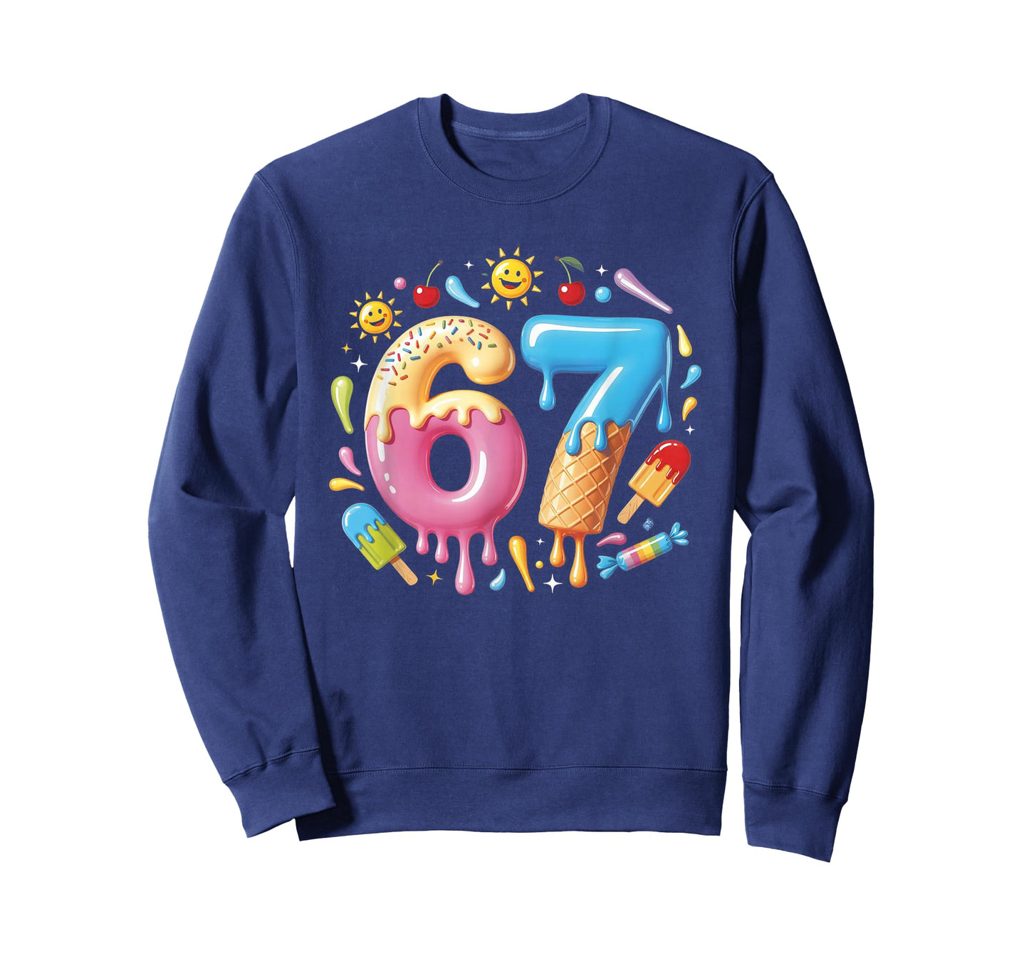 Six Seven Ice Cream Drip Cool Meme 67 Funny Number T-Shirt