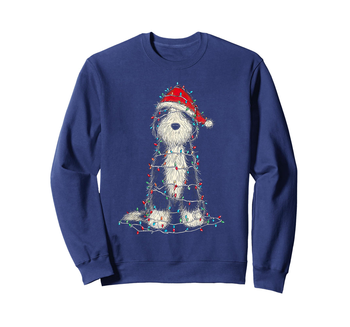 Funny Old English Sheepdog Christmas Graphics Dog Lights T-Shirt