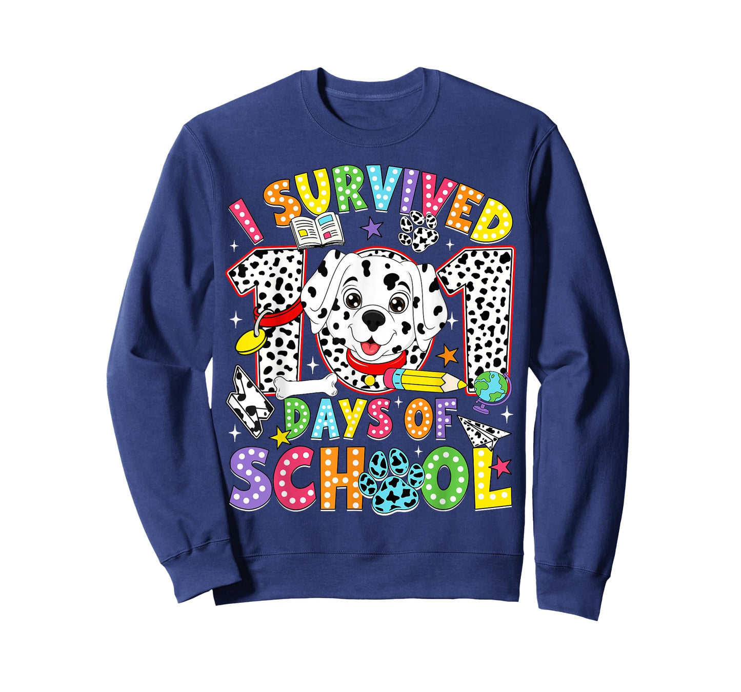 I Survived 100 Days of School Dalmatian Dog 100th Day Kids T-Shirt