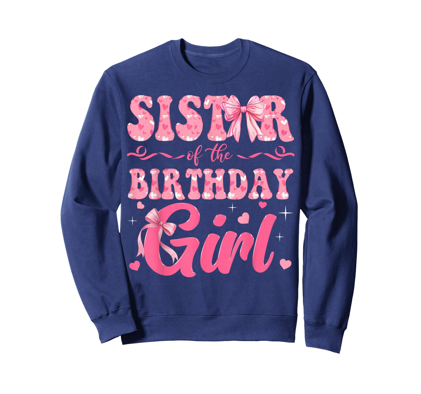 Sister of The Birthday Girl Family Pink Coquette Bow T-Shirt