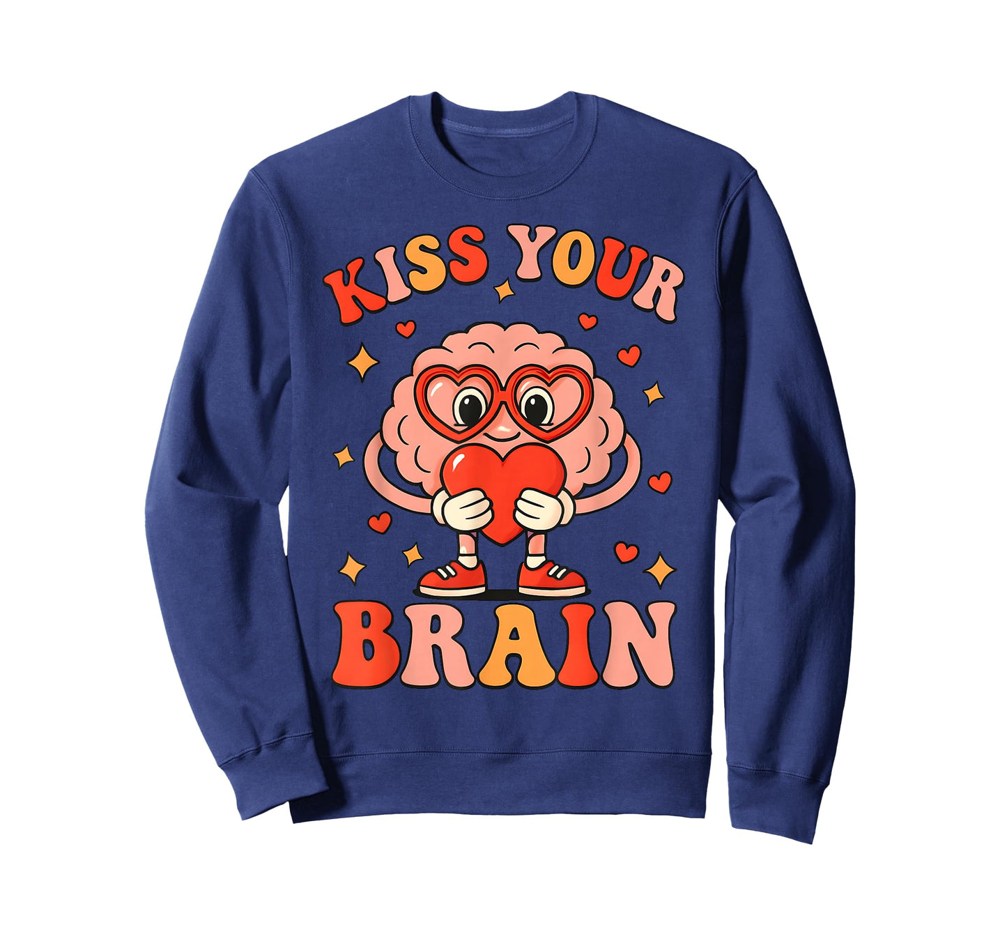 Valentine Kiss Your Brain Retro Teacher Squad Heart Kid T-Shirt