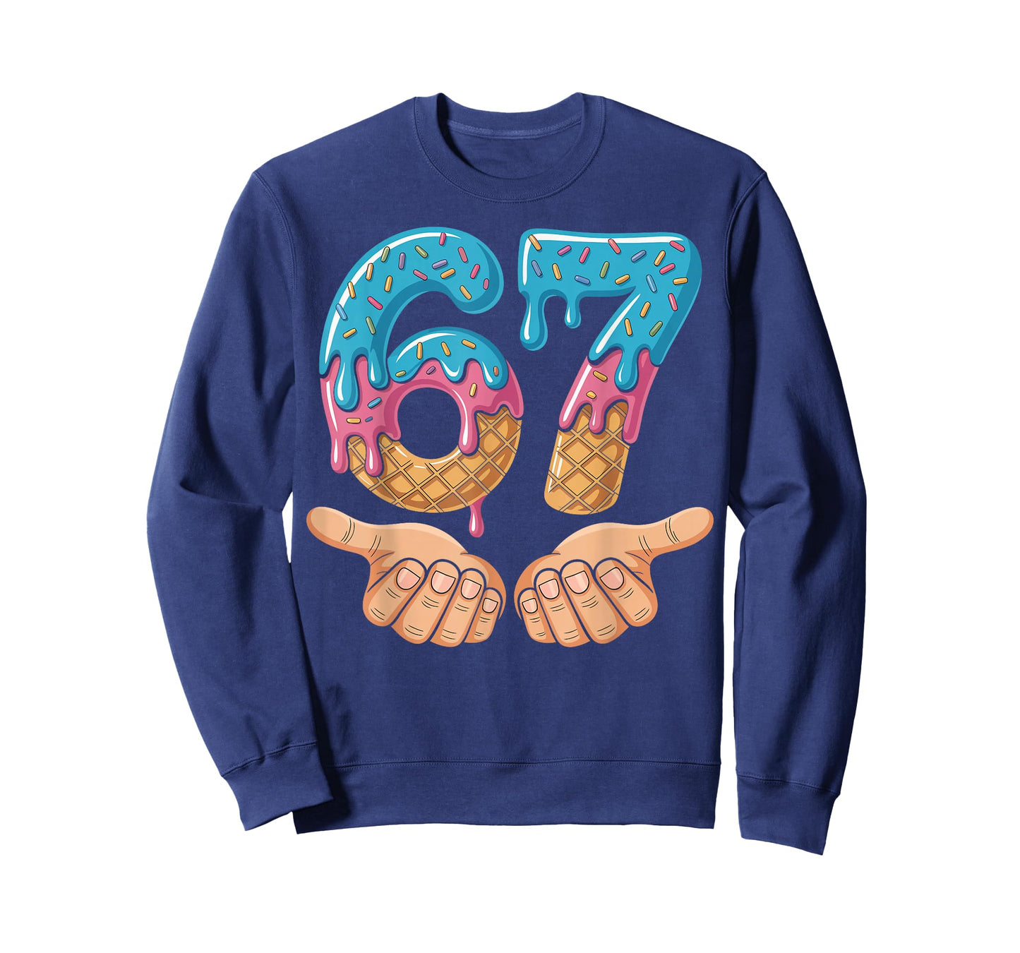 Six Seven Ice Cream Drip Cool Meme 67 Funny Number Design T-Shirt