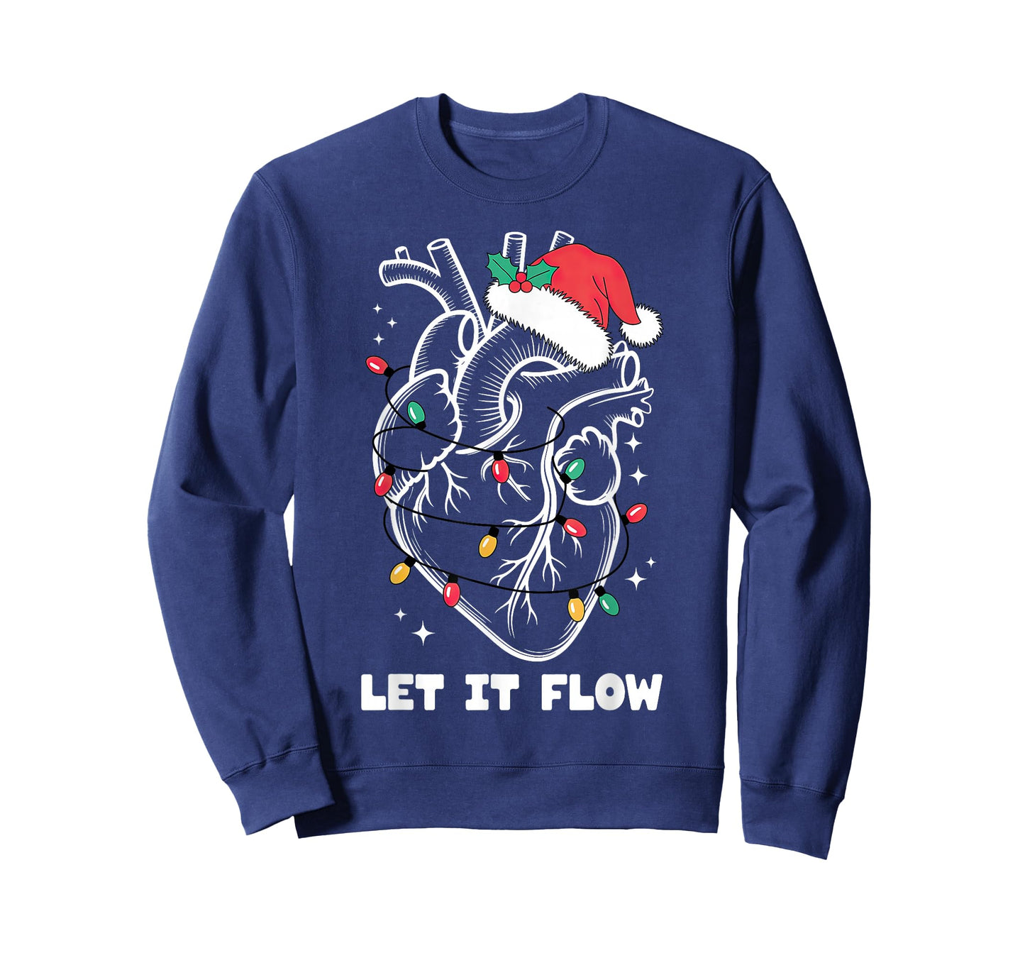 Let It Flow Anatomy Heart Santa Xmas T-Shirt