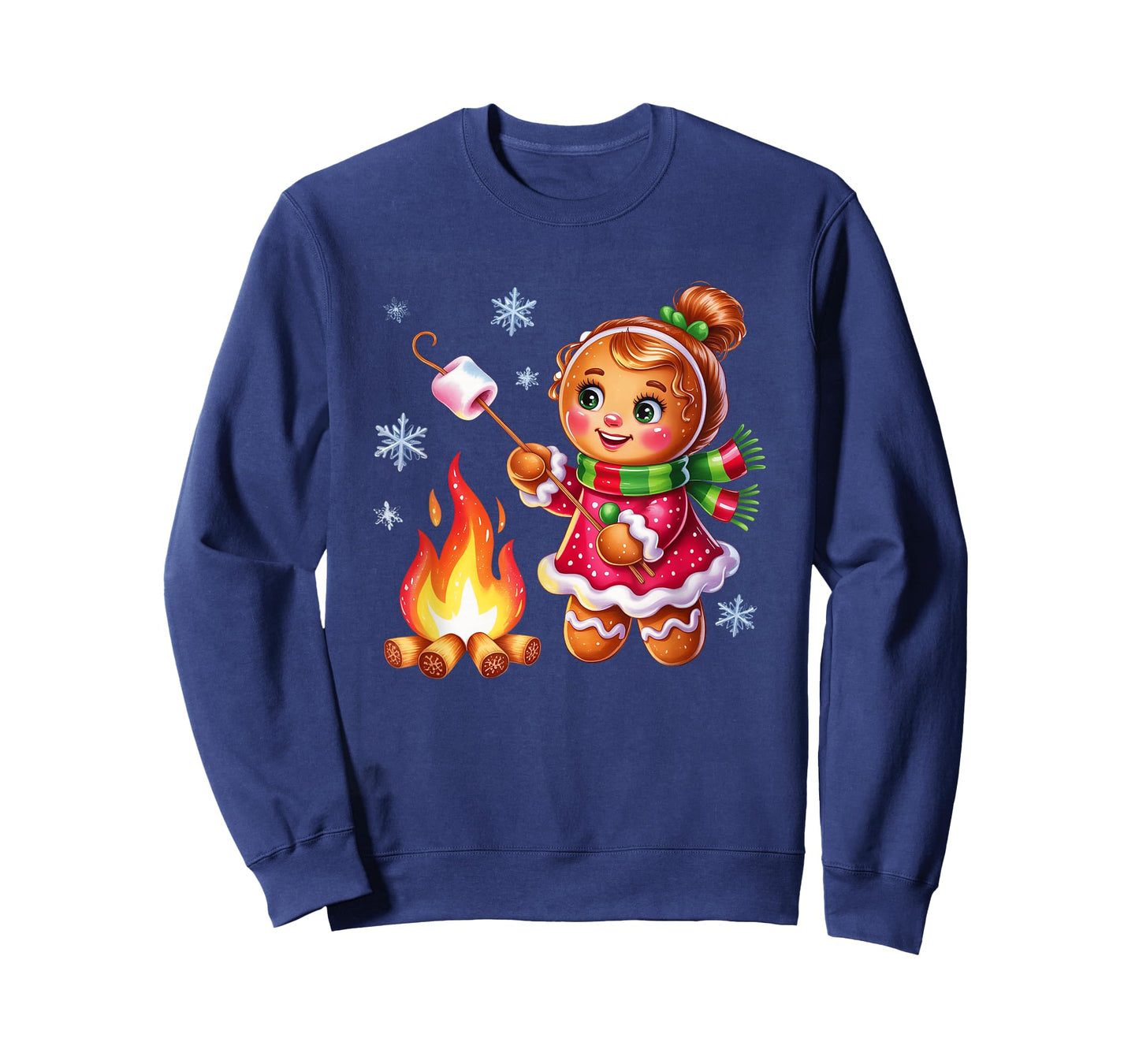 Gingerbread Girl Campfire Christmas Fun T-Shirt