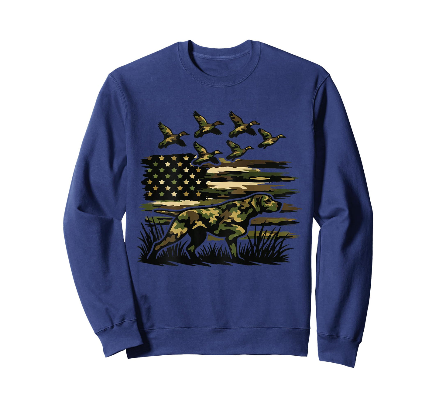 Youth Camo Mallard Duck Hunting Dog Camouflage American Flag T-Shirt