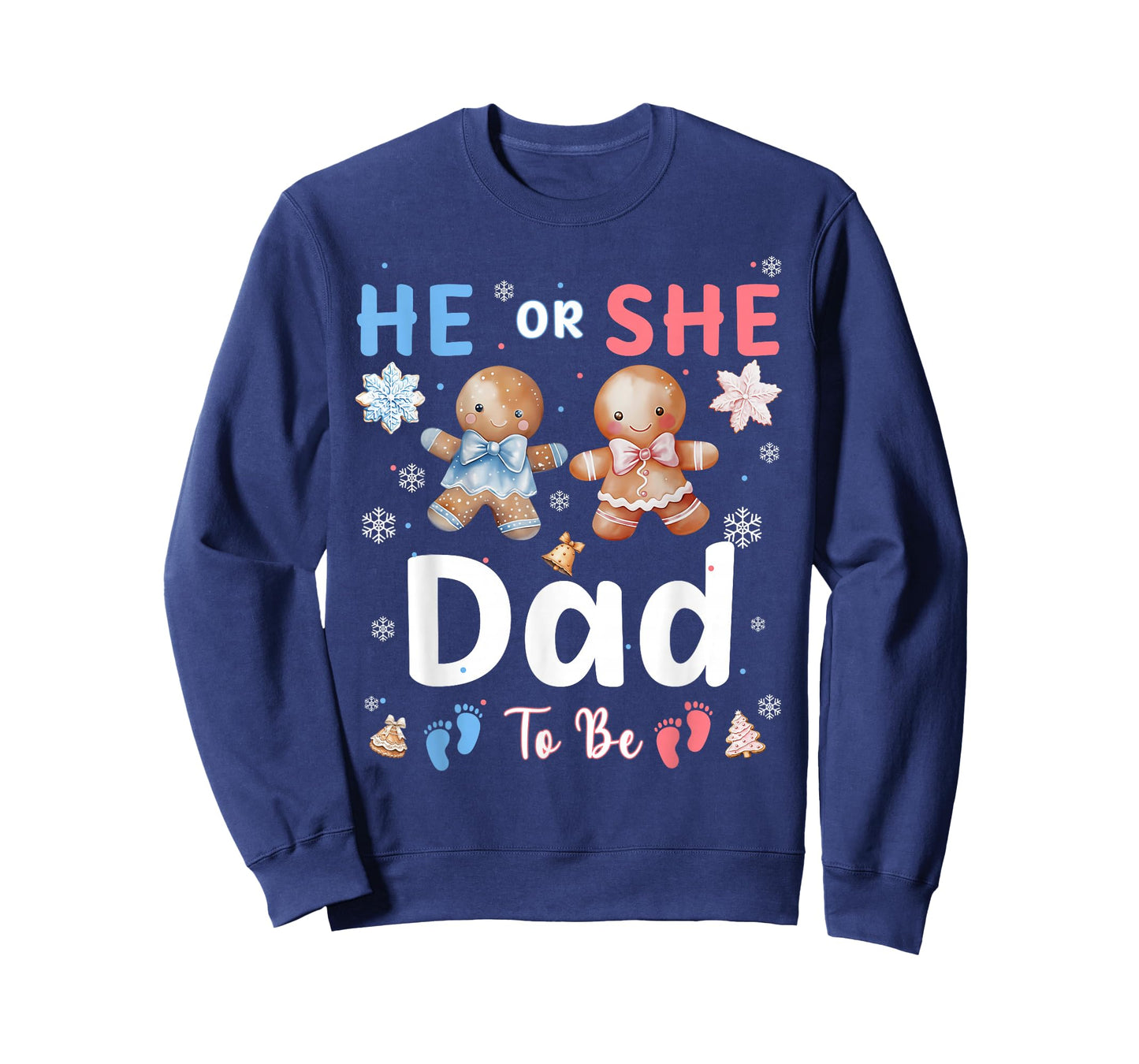 He or She Dad to Be Christmas Gingerbread Gender Reveal T-Shirt