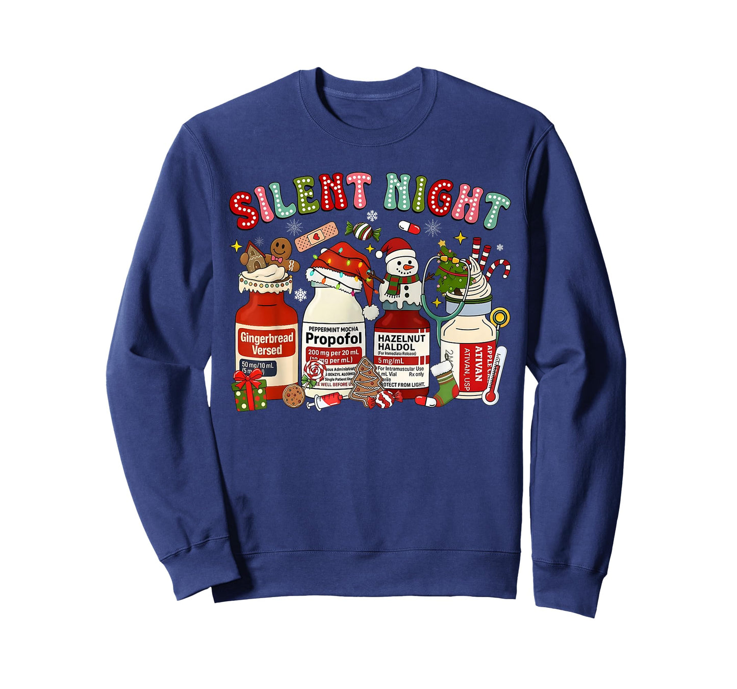 Silent Night Funny Nurse Christmas Design T-Shirt