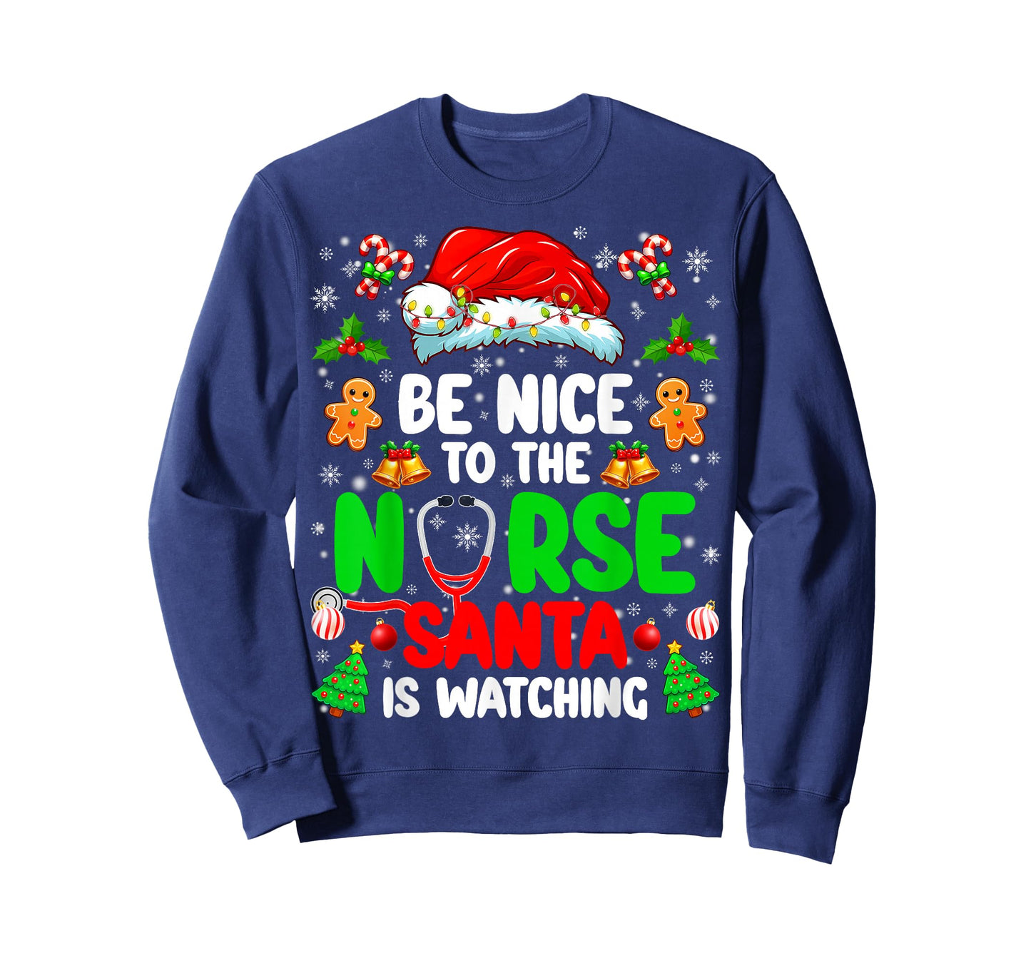 Be Nice to The Nurse Santa is Watching Christmas Xmas Nurse T-Shirt