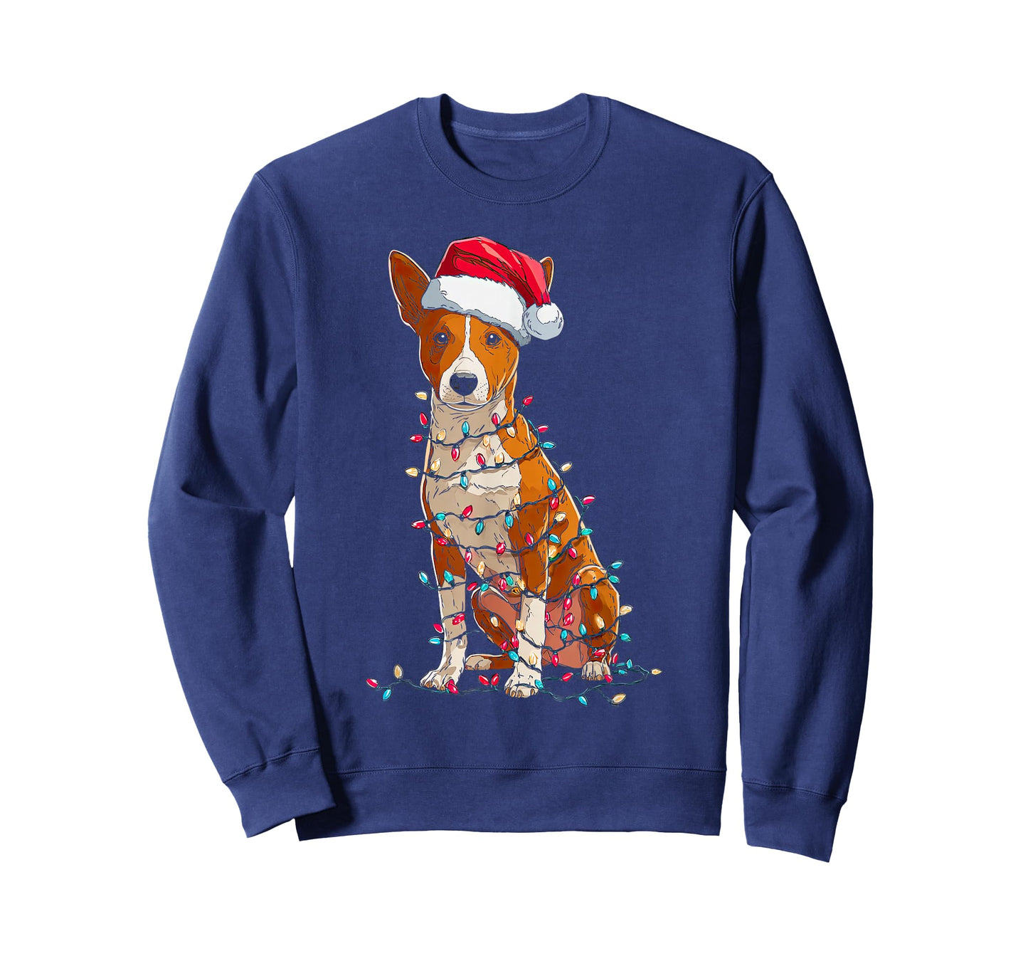 Funny Basenji Christmas Graphics Dog Lights Lover T-Shirt