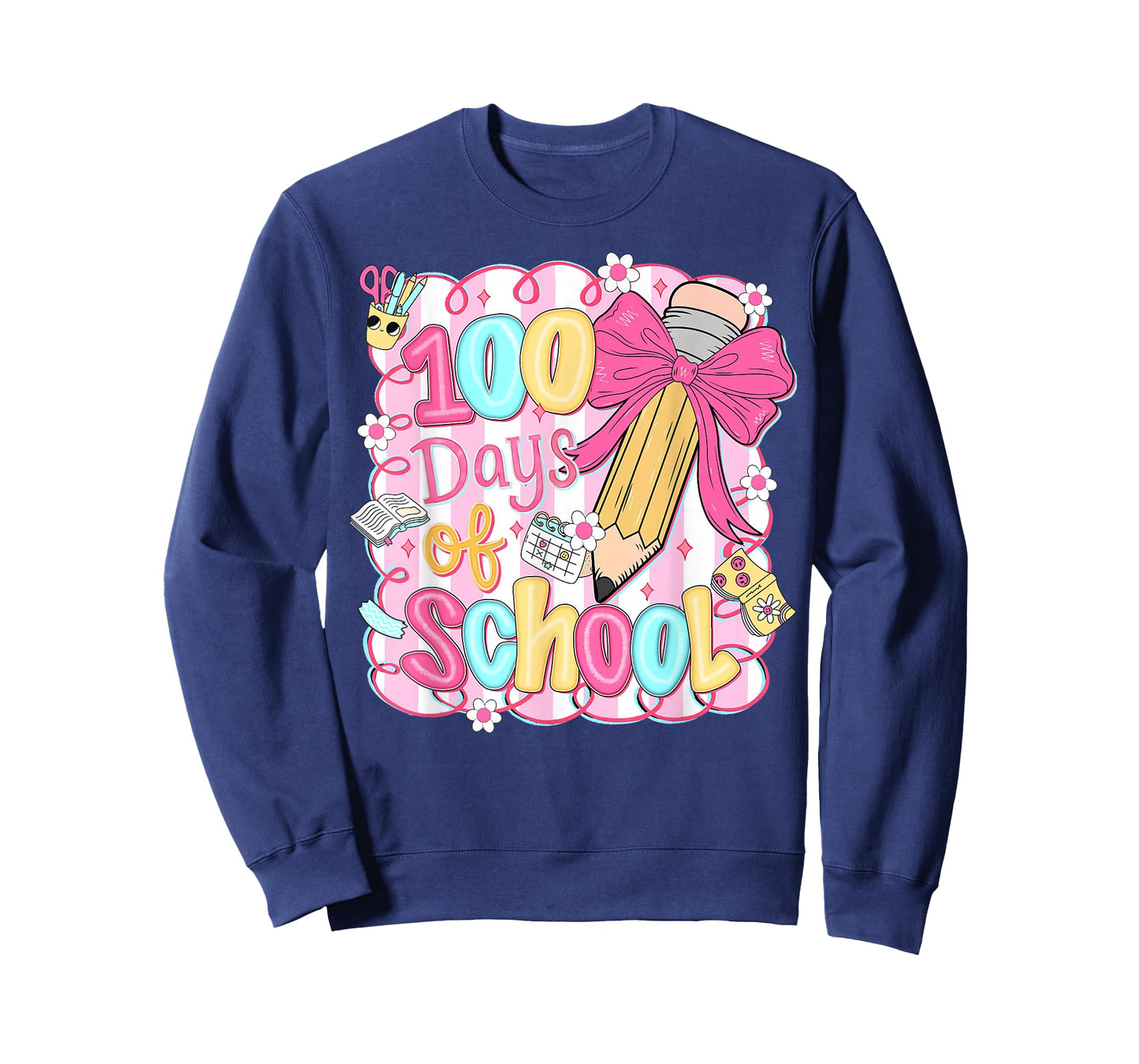Preppy 100 Days of School Coquette Pencil Bow Girl Women T-Shirt