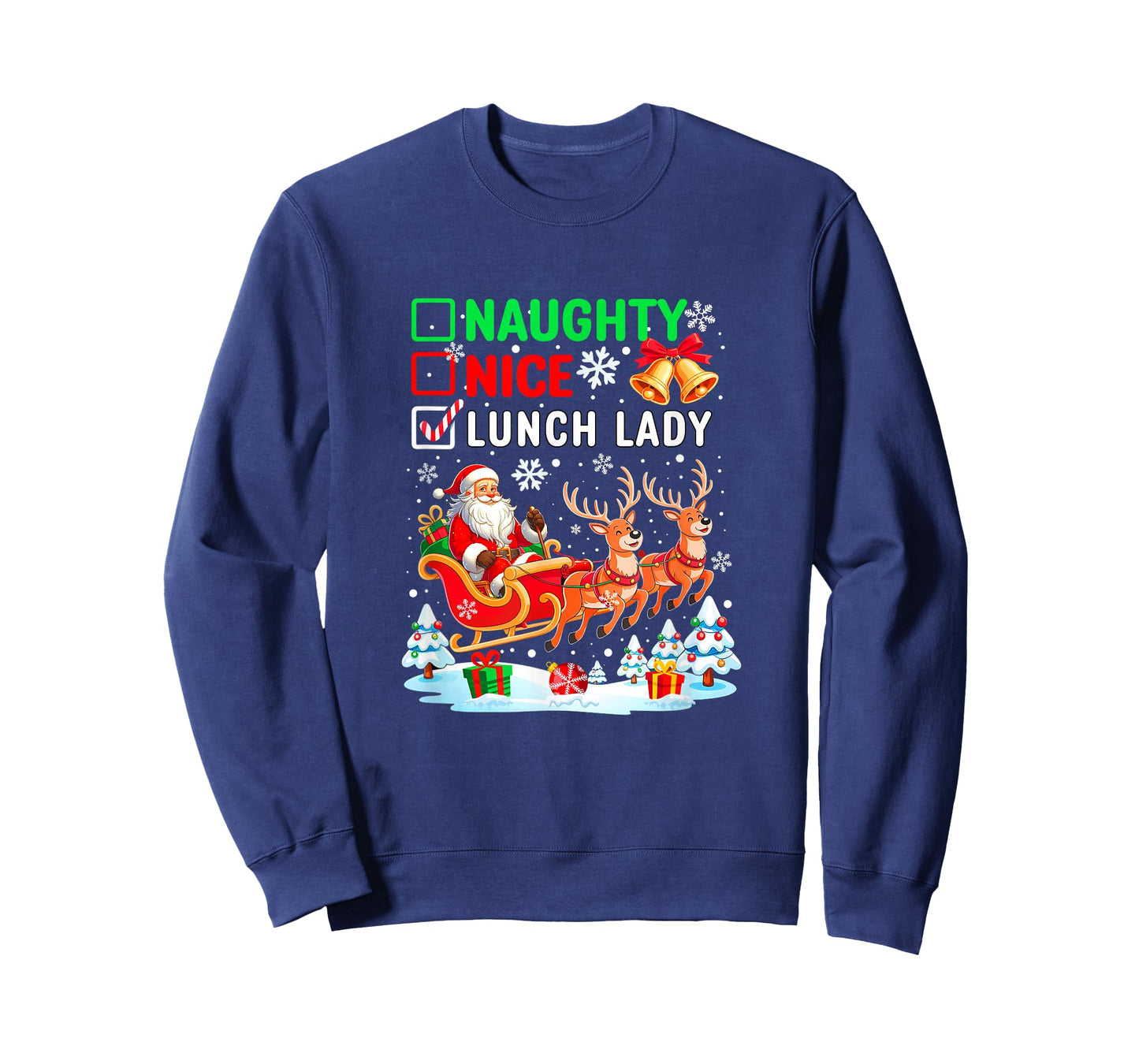 Naughty Nice Lunch Lady Christmas List Costume Job Team T-Shirt