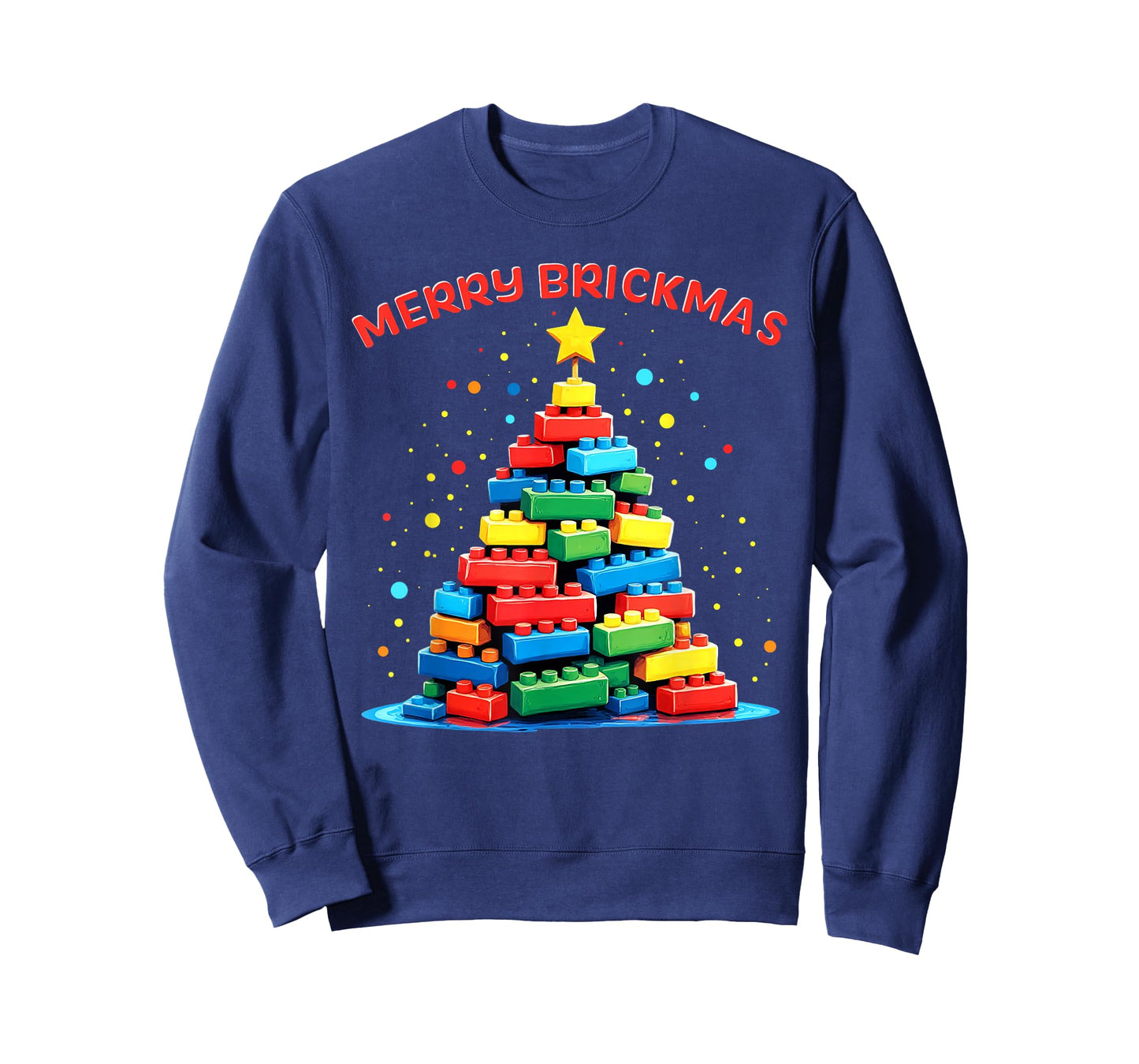 Merry Brickmas Tree Block Building Christmas Master Builder T-Shirt