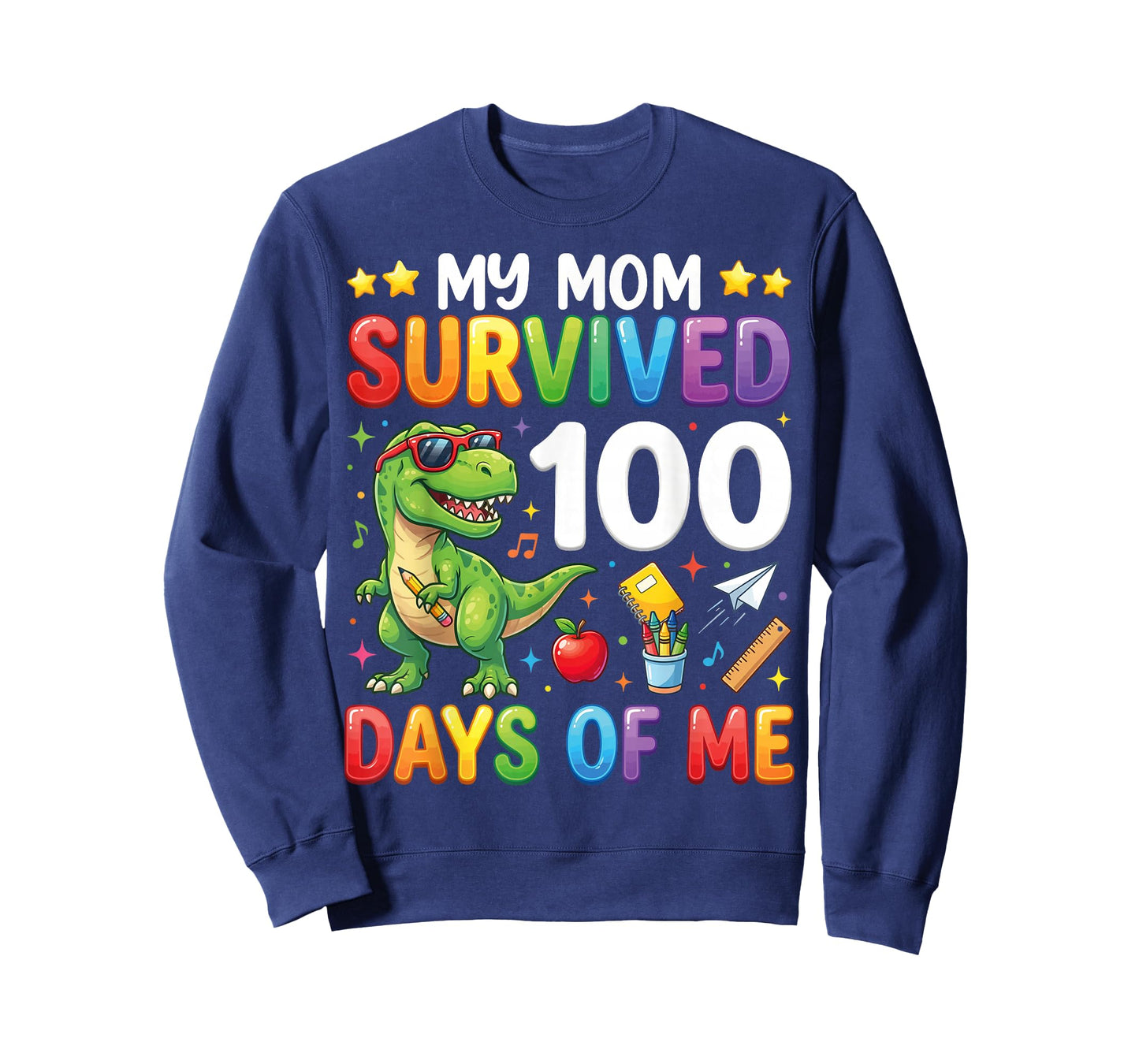 My Mom Survived 100 Days of Me T-Rex Dinosaur Boys Kids T-Shirt
