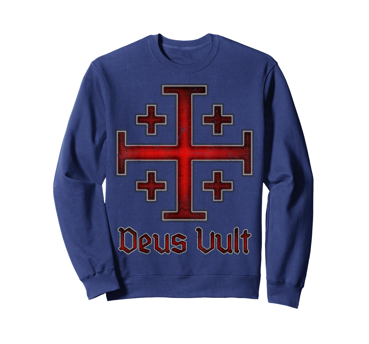 Deus Vult Christian Crusader Jerusalem Cross Eroded Style T-Shirt