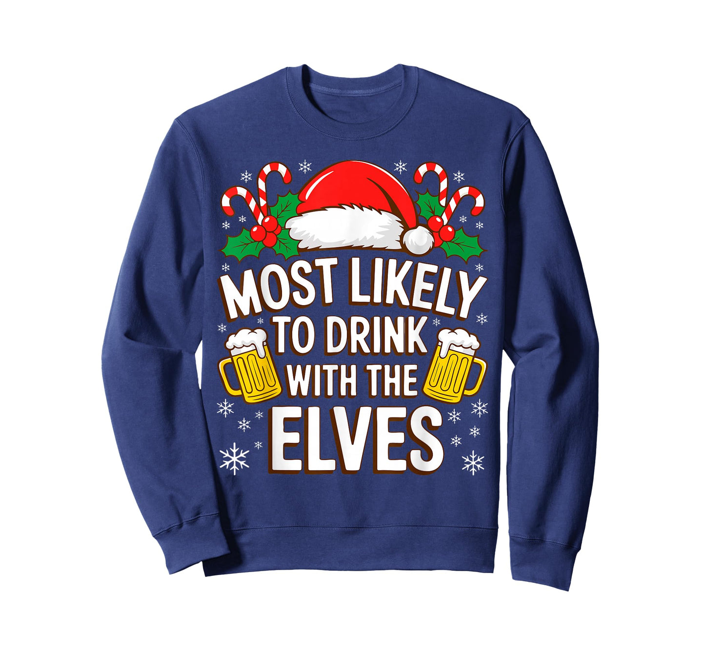 Most Likely to Drink with The Elves Shirt Drinking Christmas T-Shirt