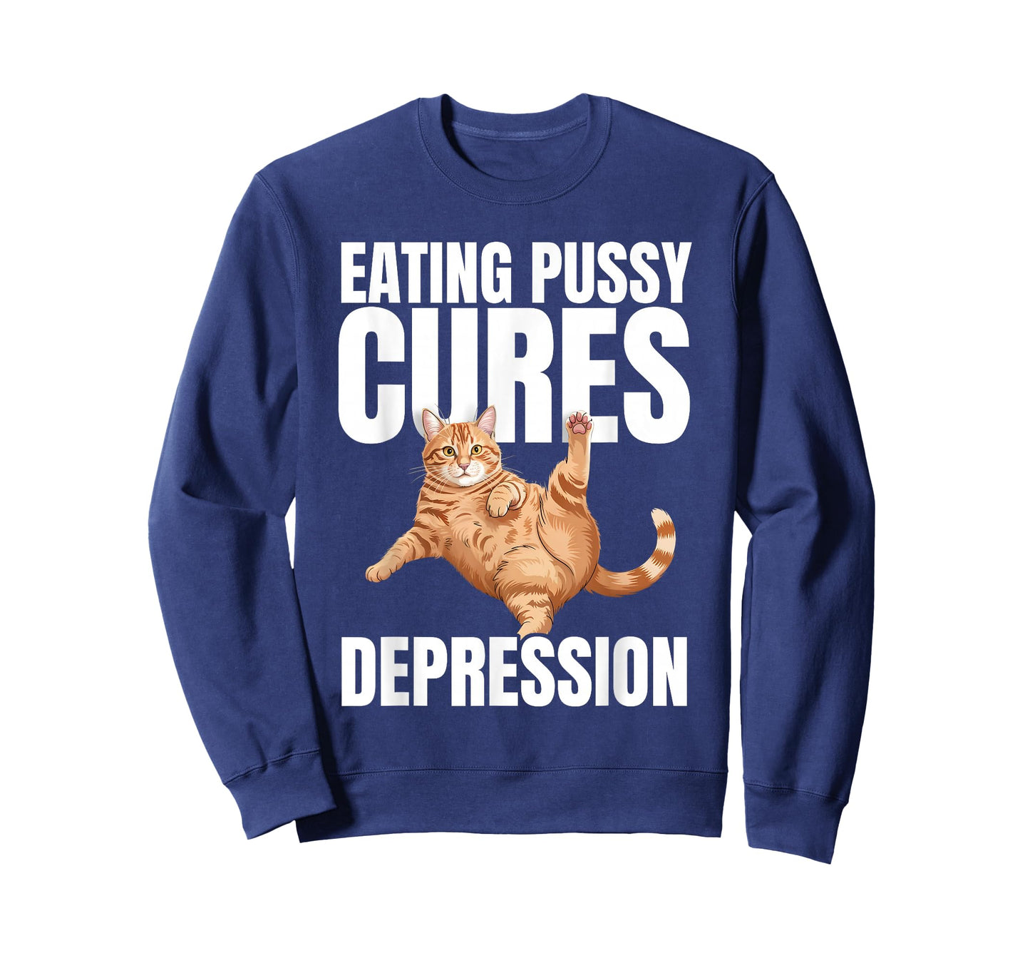 Eating Pussy Cures Depression Naughty Cat Funny Hilariously T-Shirt