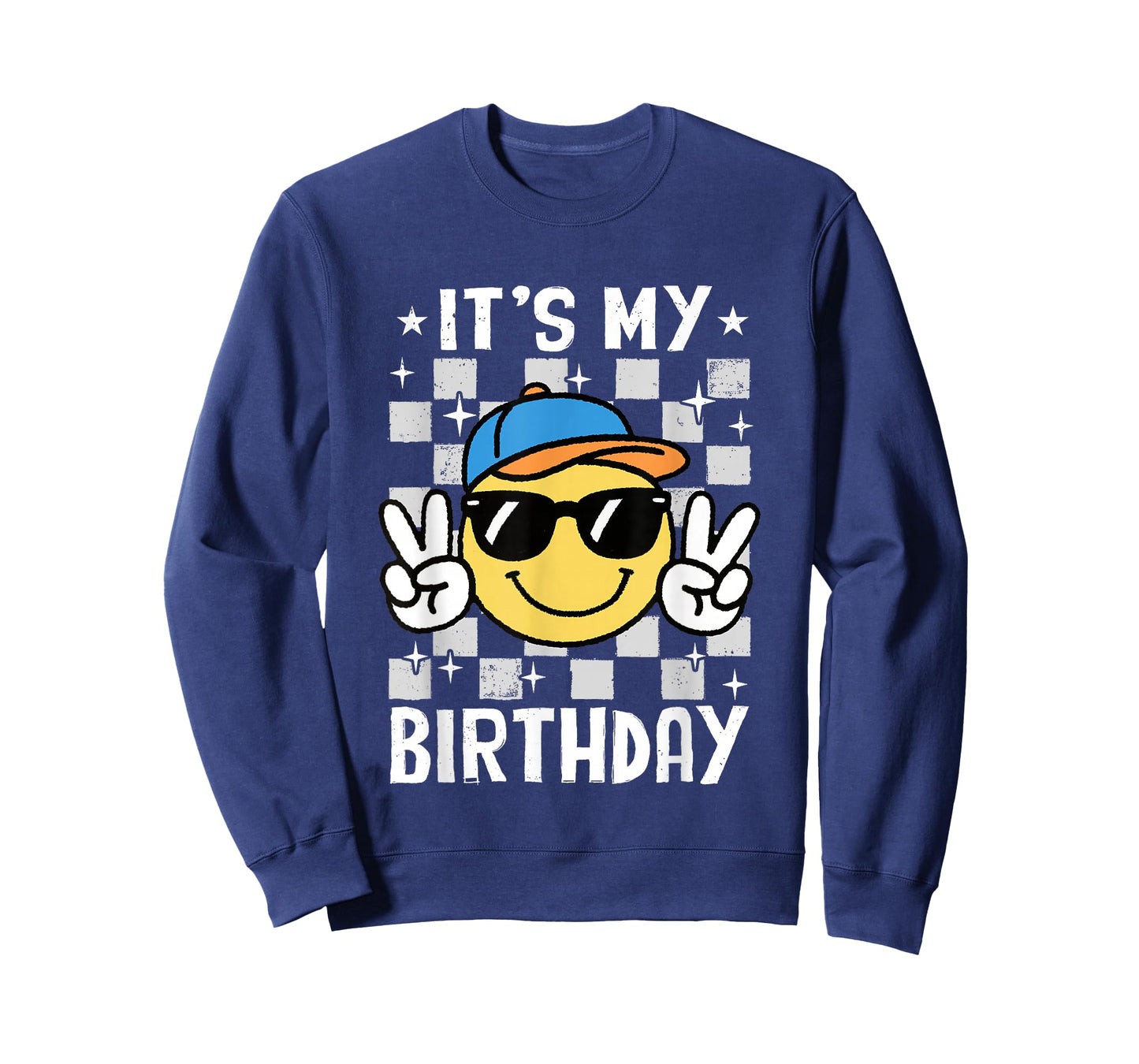 It's My Birthday Checkered Smile Face Bday Party Boys Kids T-Shirt