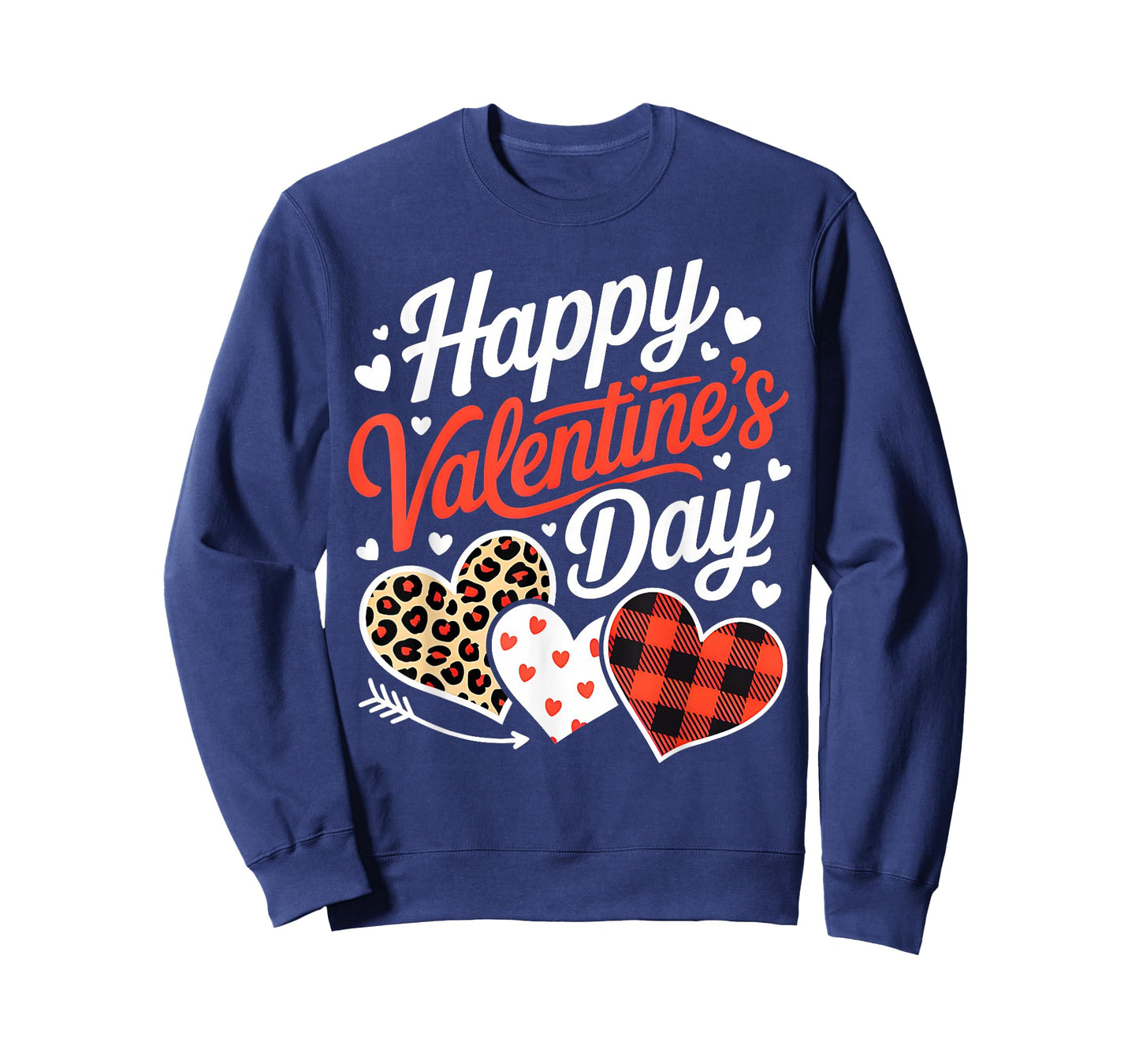 Funny Happy Valentines Cute Hearts Leopard Buffalo Plaid T-Shirt