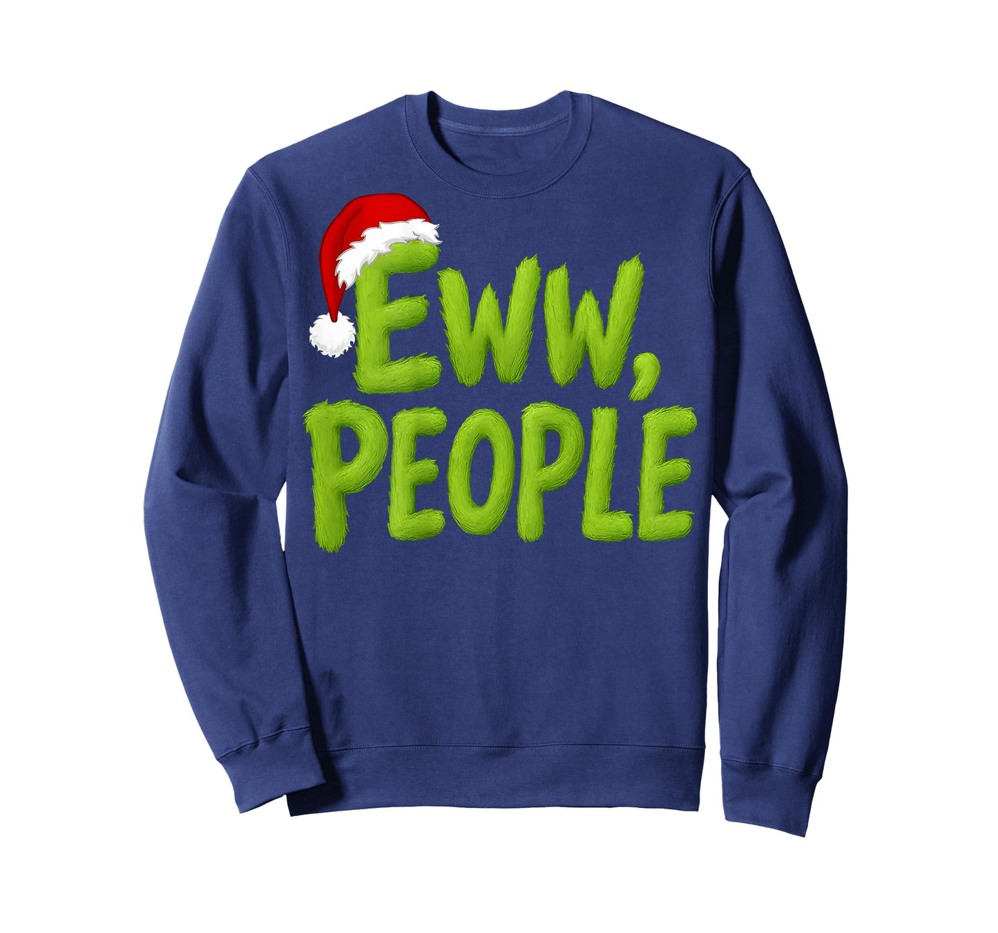 On Back Eww People Santa Hat Green Funny Christmas Mens Kids T-Shirt