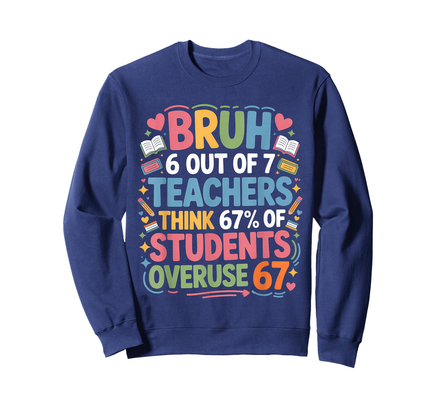 Bruh 6 Out of 7 Teachers Think 67% of Students Overuse 67 T-Shirt