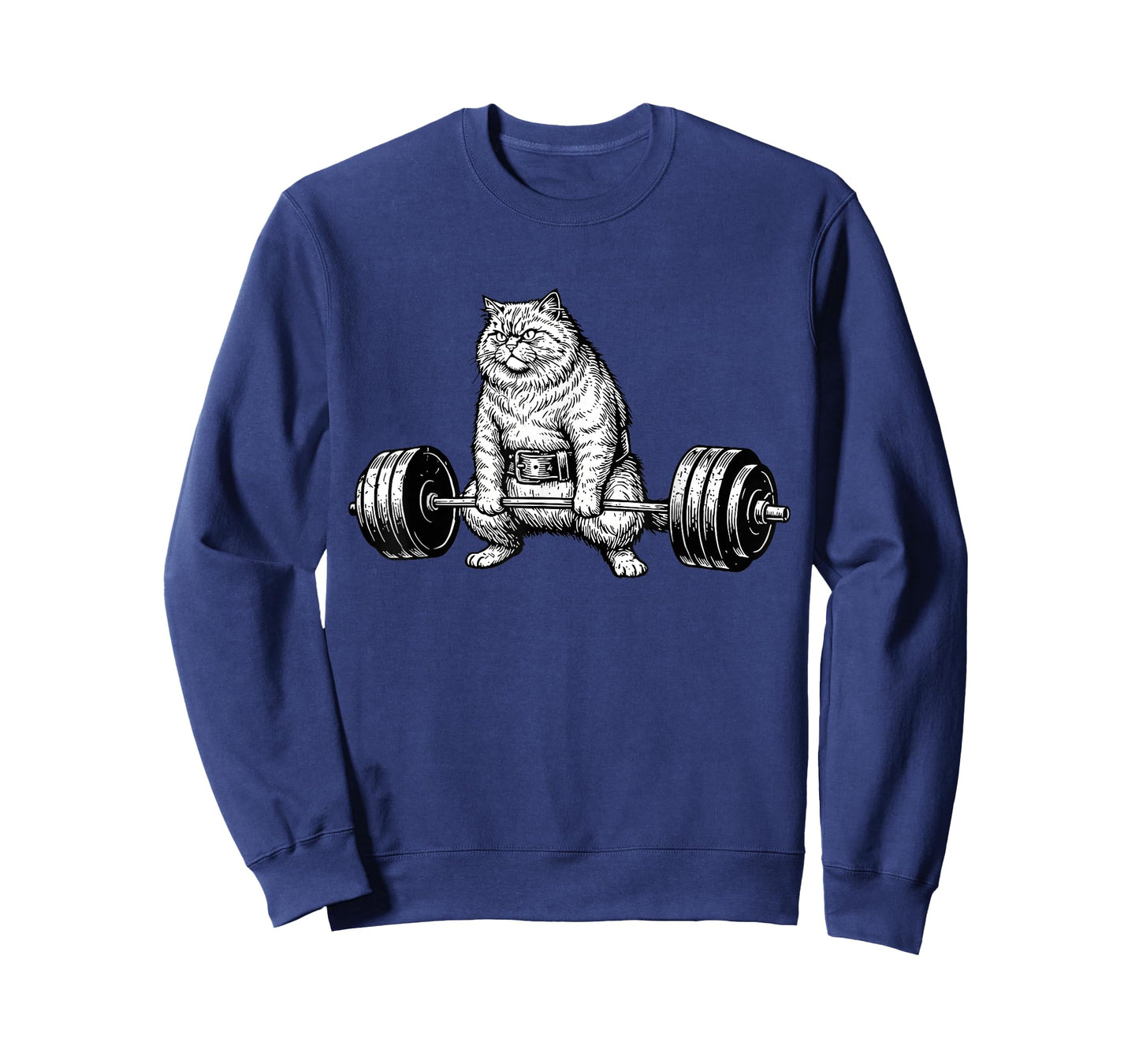 Retro Cat Deadlift Powerlifting Funny Gym Weight Lifting T-Shirt