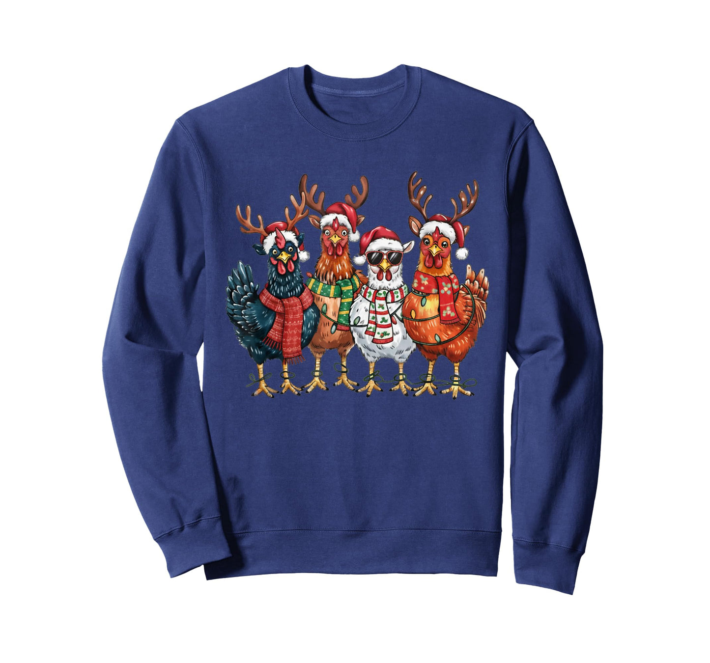 Funny Chicken Christmas Lights Farm Animal Cute Xmas Holiday T-Shirt