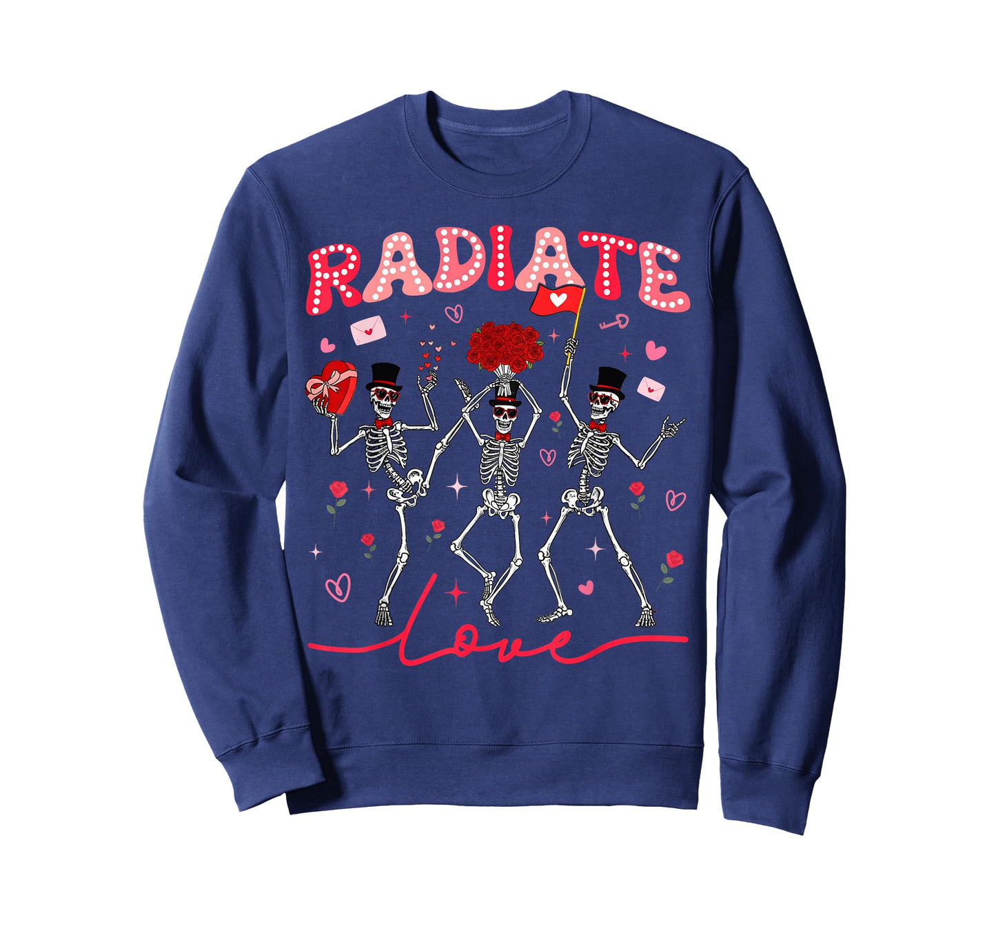 Radiology Radiate RAD Tech Valentine Skeleton Hearts Love T-Shirt