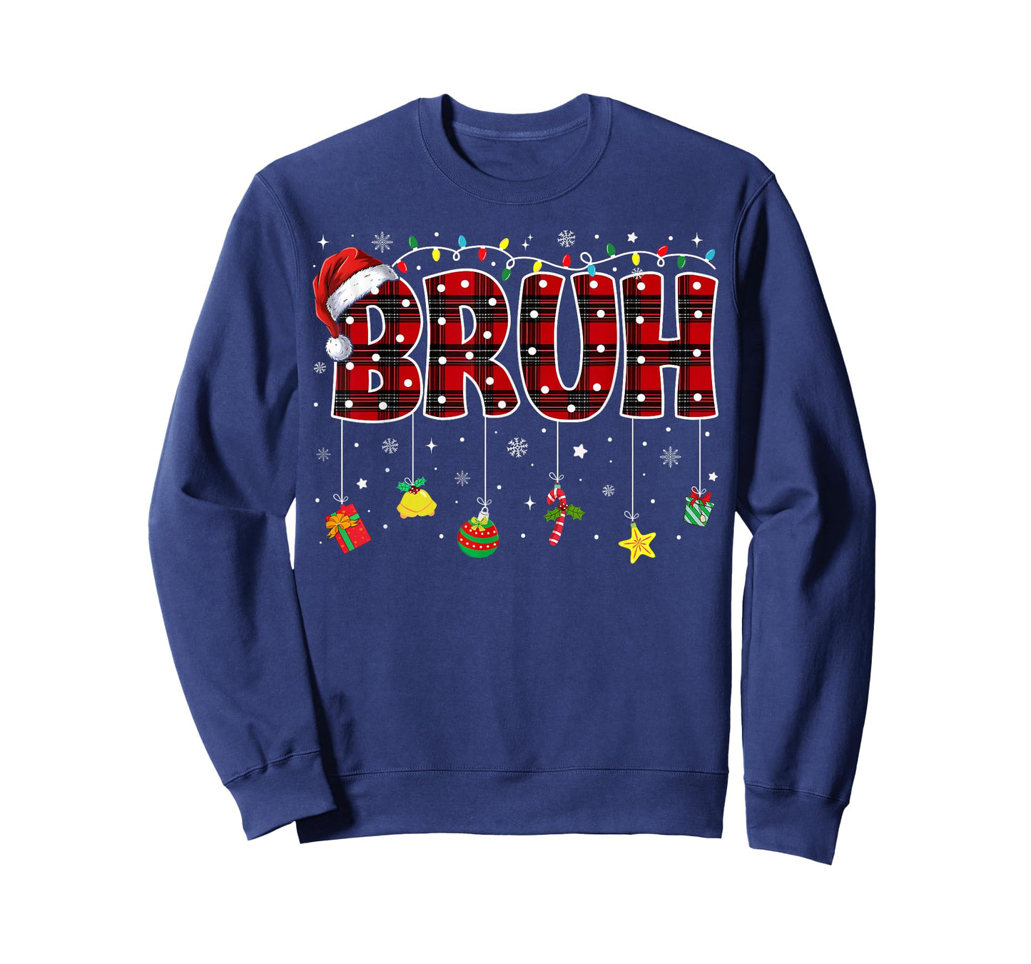 Bruh Funny Christmas Red Plaid Teens Boys Kids Xmas Pajamas T-Shirt