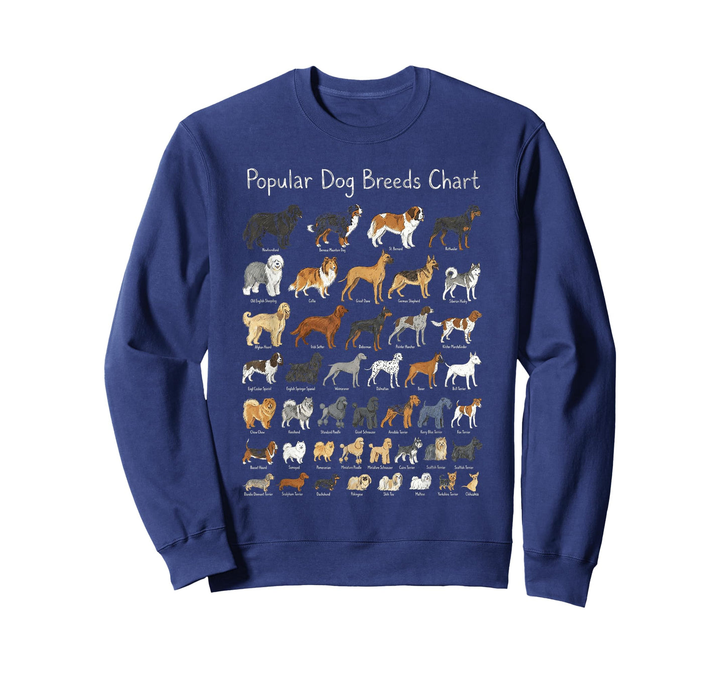 Popular Dog Breeds Chart Educational Diagram T-Shirt