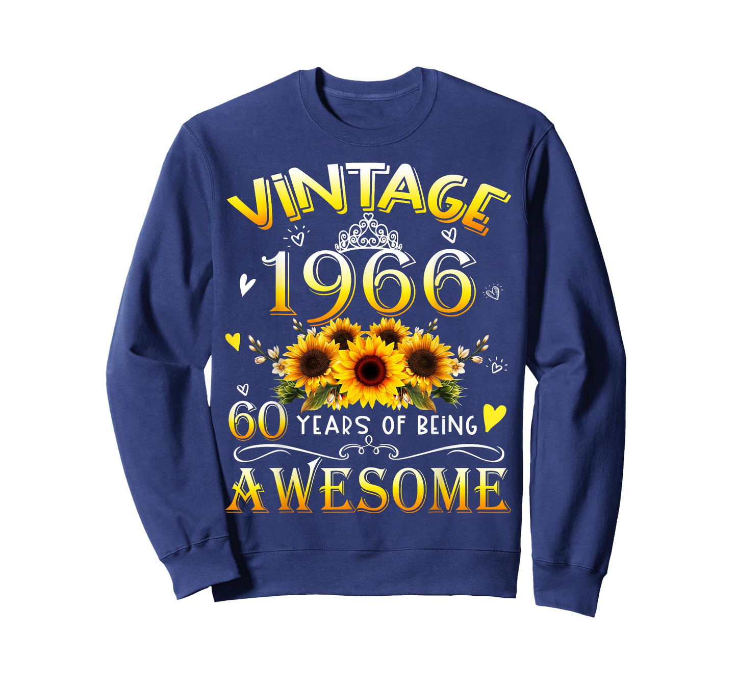 Vintage 1966 Sunflower 60th B-Day 60 Years of Being Awesome T-Shirt