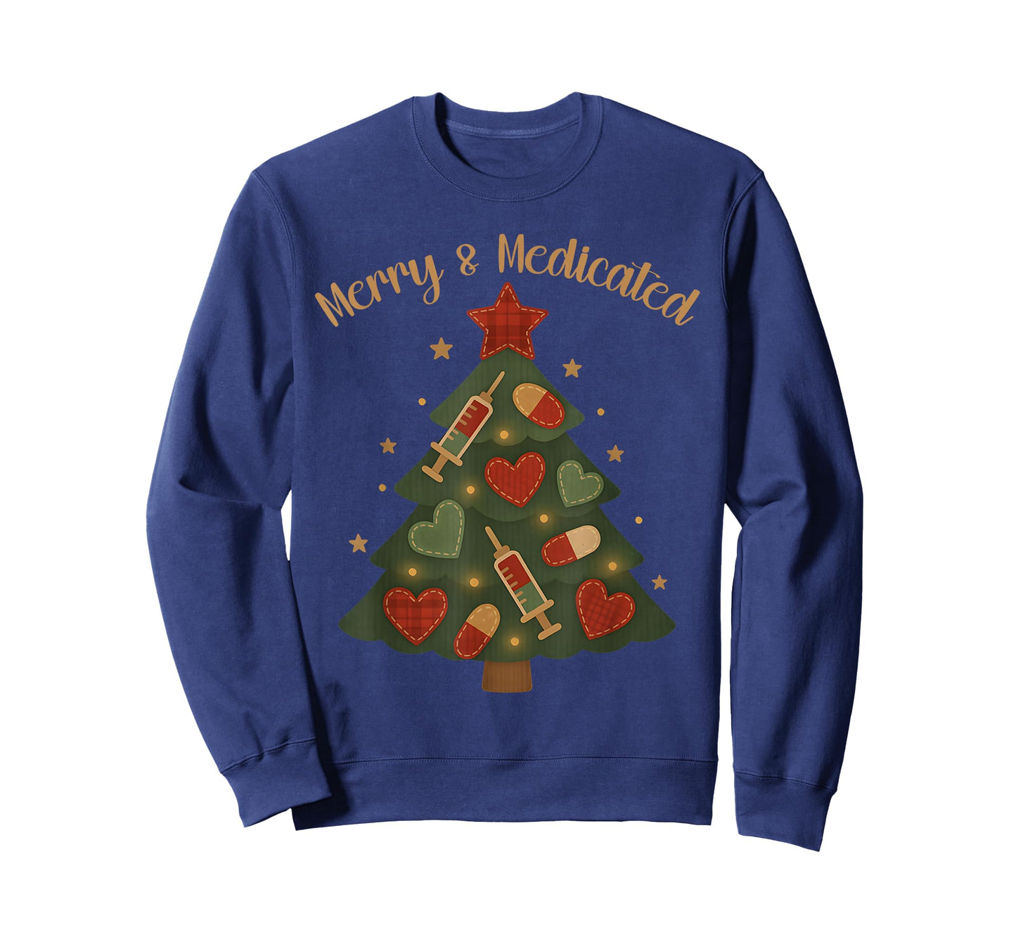 Merry and Medicated RN Nurse Christmas Tree Funny Medical T-Shirt