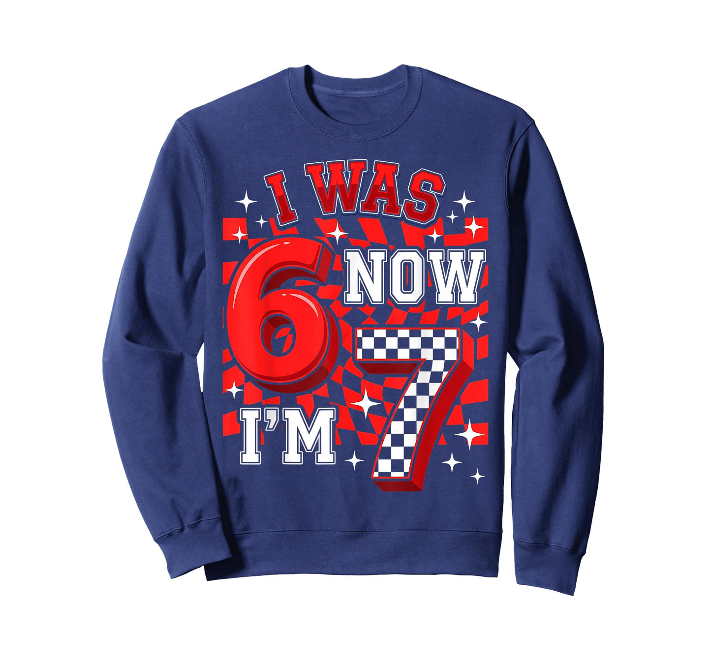 Red Checkered I was 6 Now I'm 7 Funny 67 Birthday Boy T-Shirt