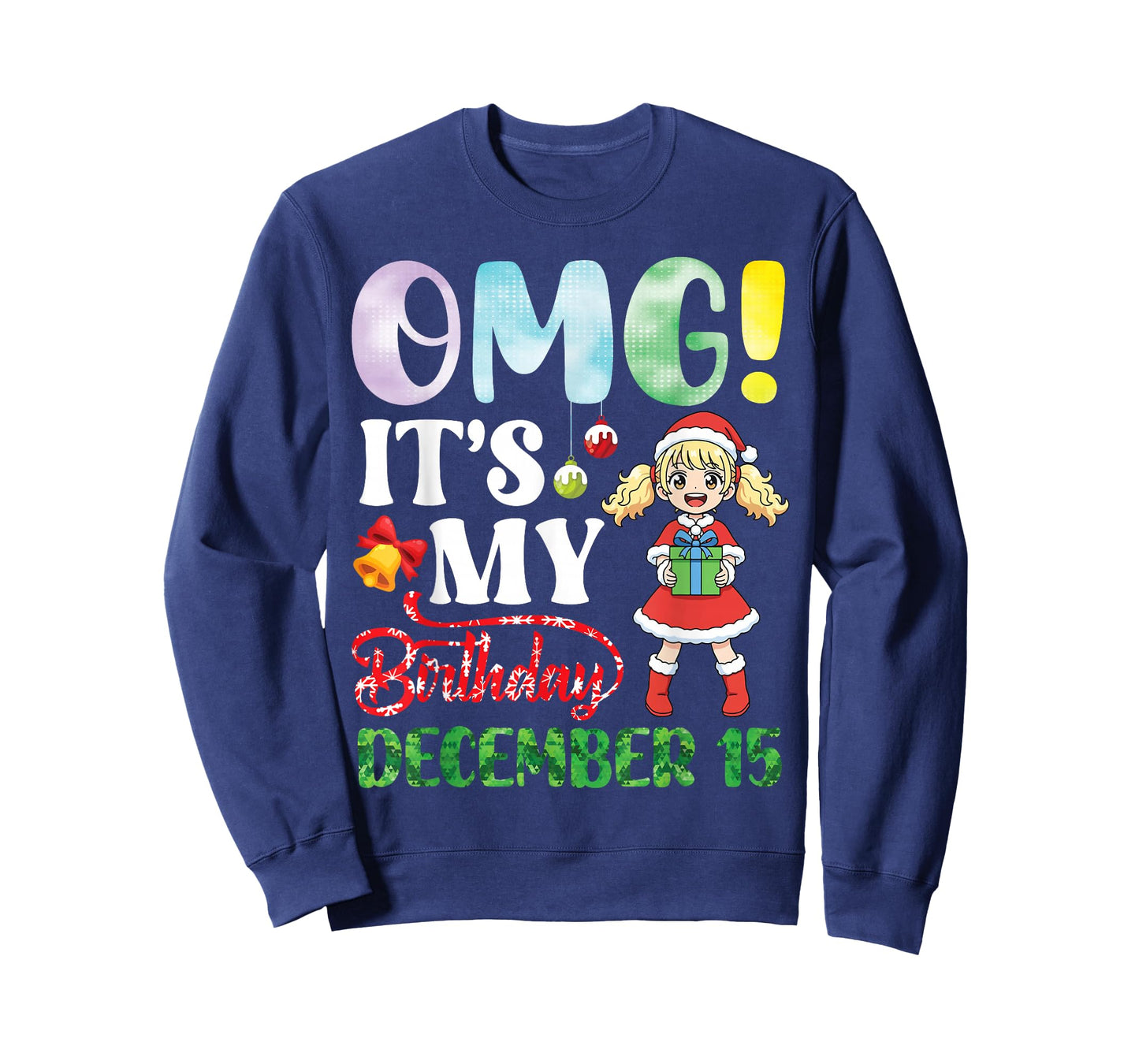 Cute Girl with Presents OMG It's My Birthday On December 15 T-Shirt