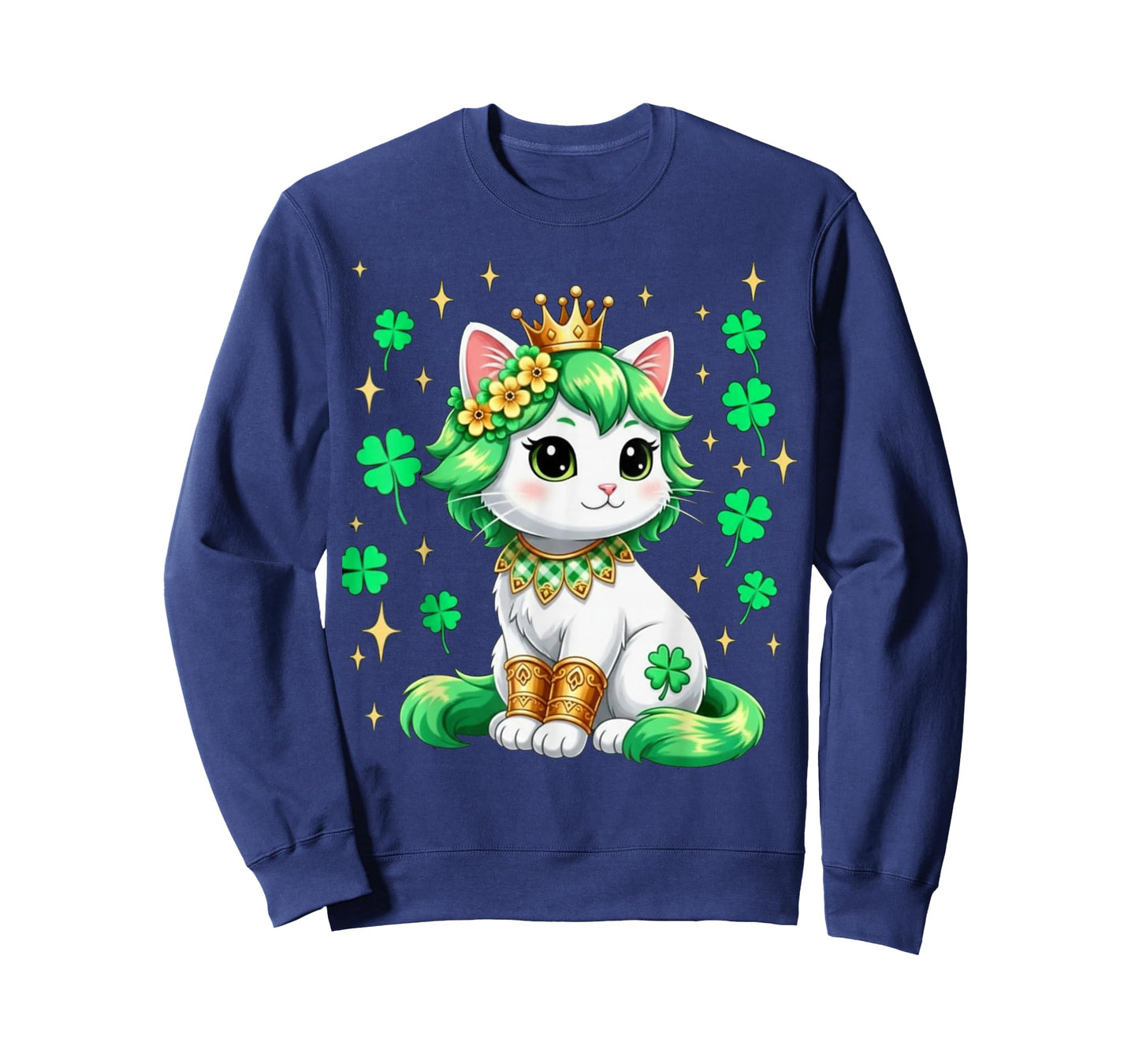 Cute Cat Shamrock St Patricks Day Girls Kids Women's T-Shirt