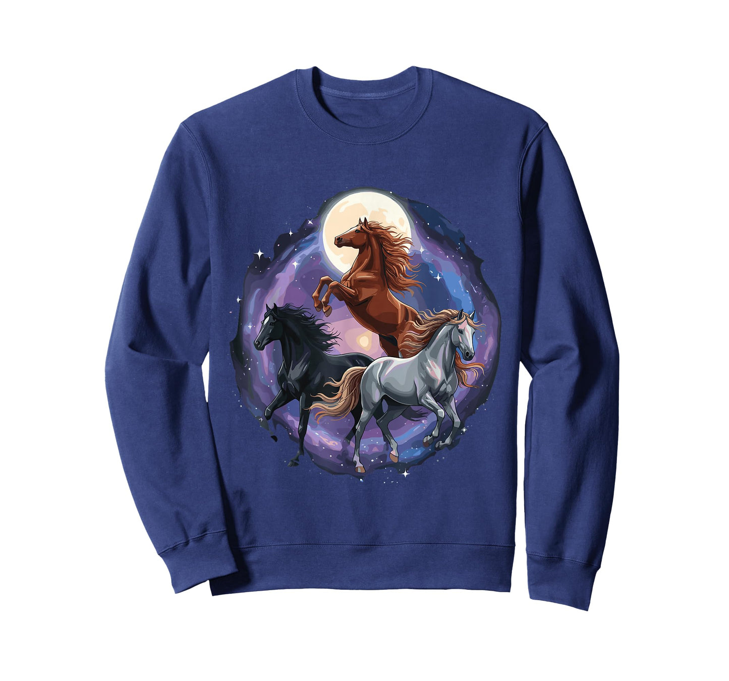 Three Moon Funny Horse Shirt Space Galaxy Horses Graphic T-Shirt