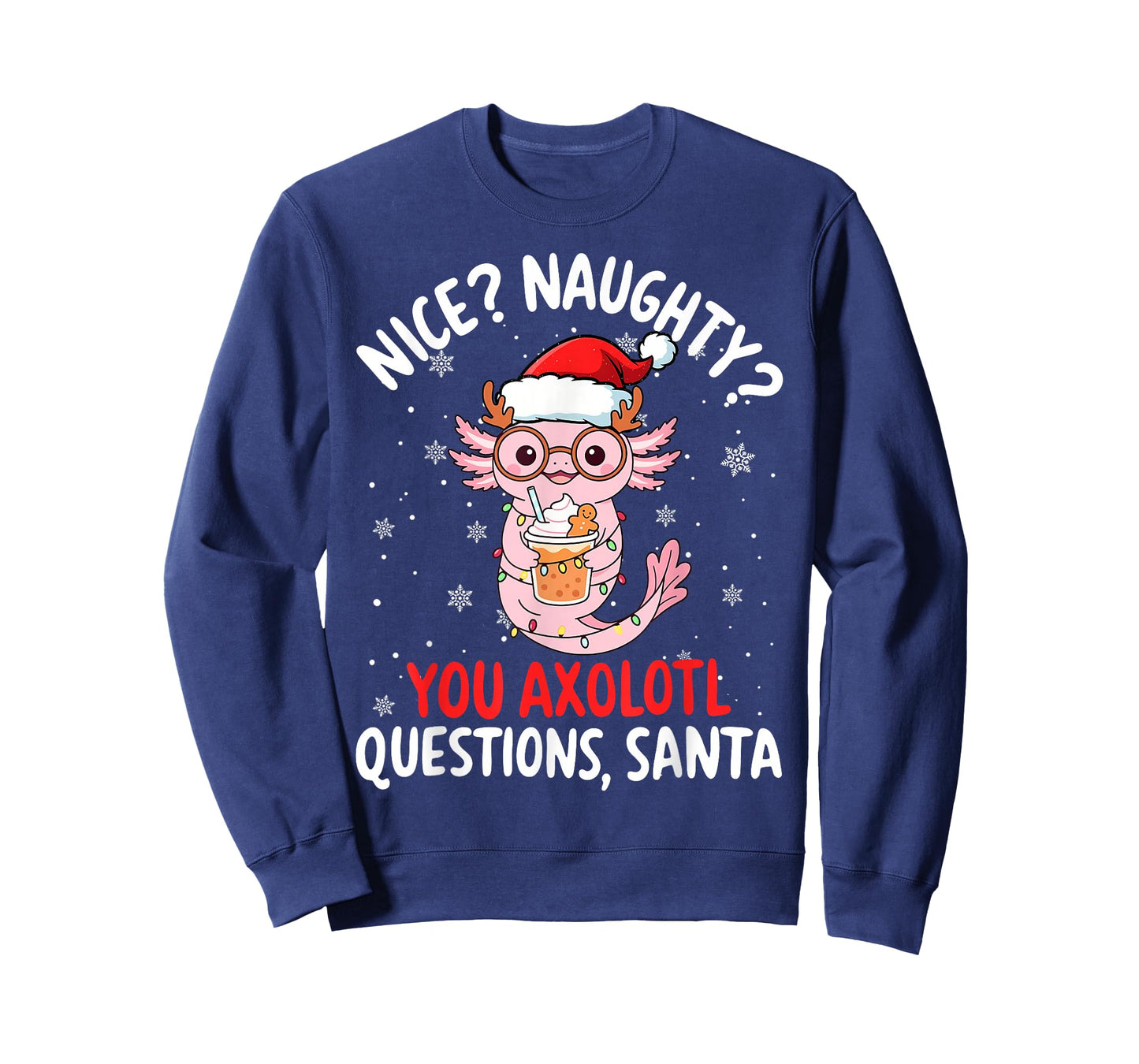 Axolotl Santa Hat Axolotl Questions Christmas Boys Girls Kid T-Shirt