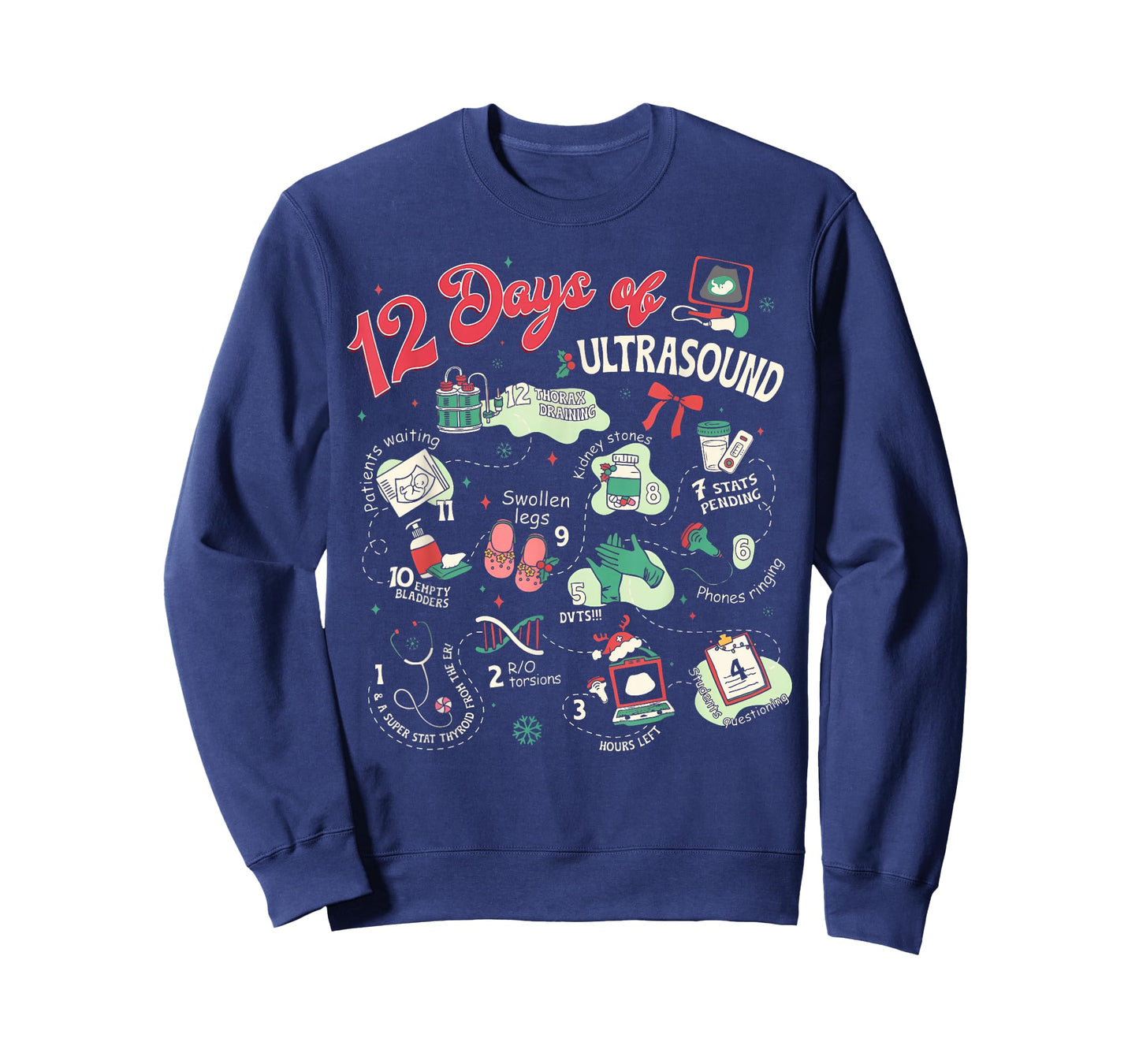 12 Days of Ultrasound Tech Sonographer Christmas Women Men T-Shirt
