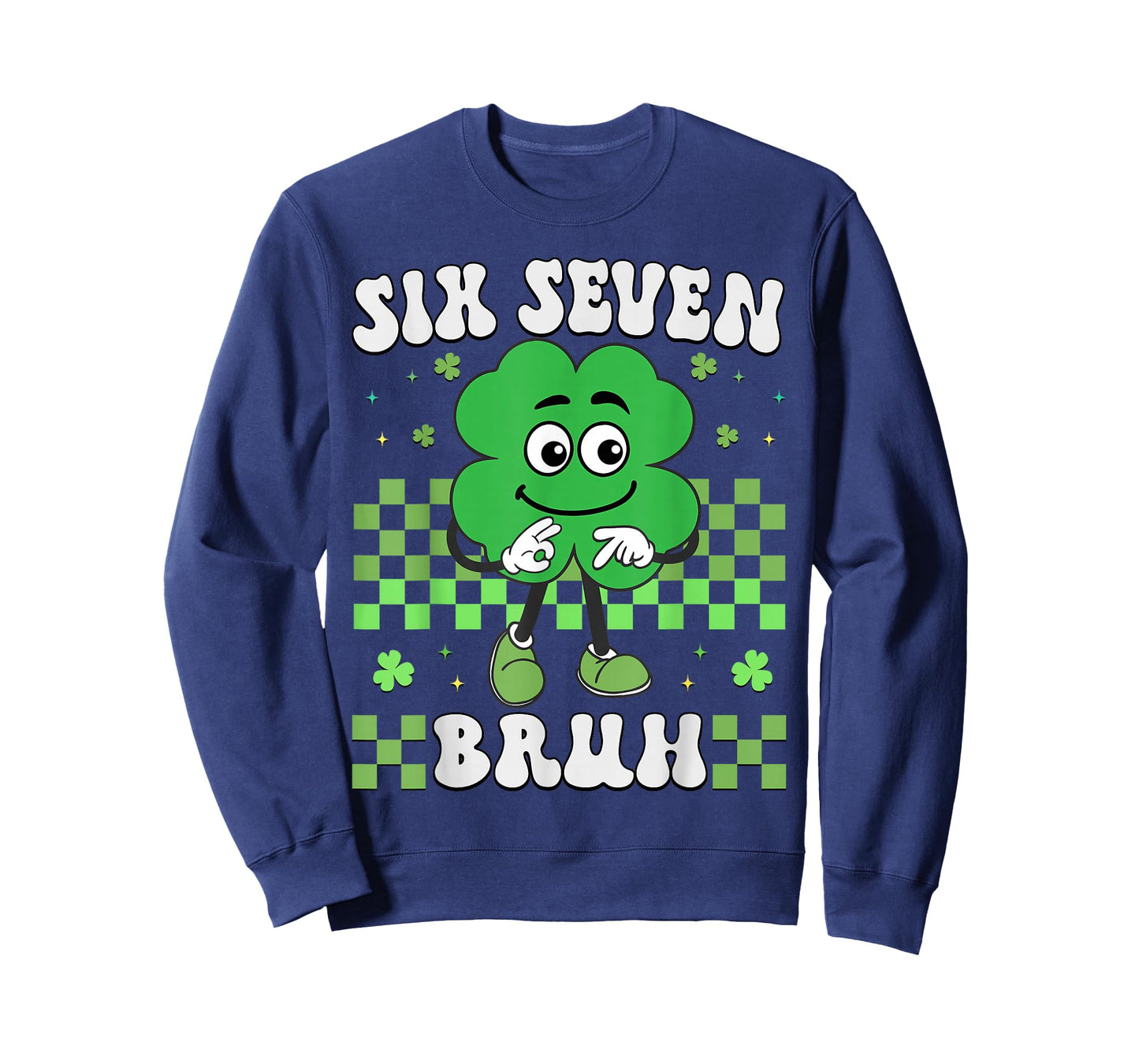 Six Seven Bruh 67 St Patrick's Day Shamrocks Boys Girls Kids T-Shirt