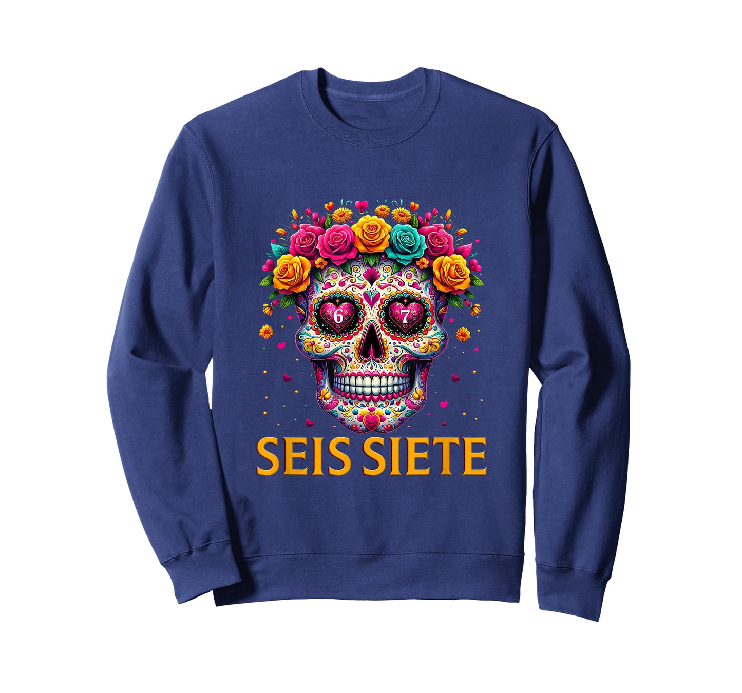 SEIS Siete 6 7 Meme Mexican Day Sugar Skull Coffee Fiesta T-Shirt