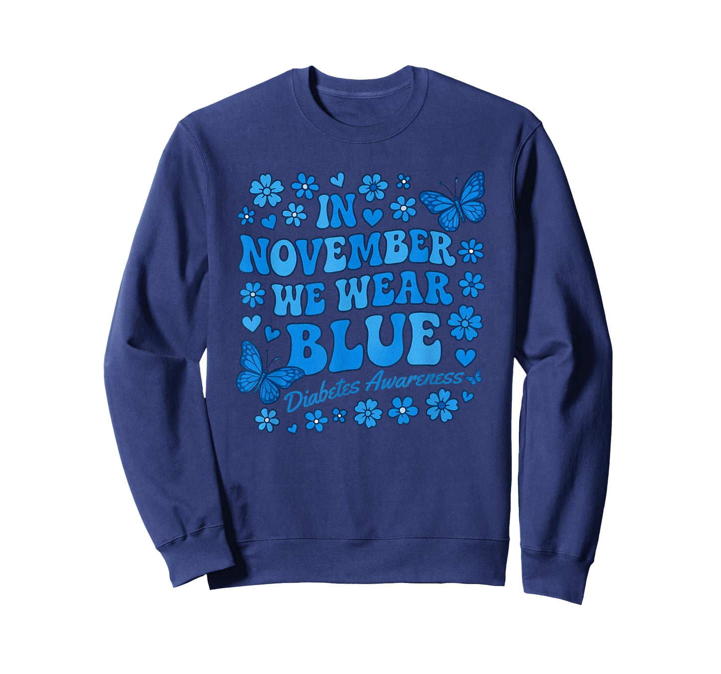 Diabetes Awareness in November Blue Butterfly T-Shirt