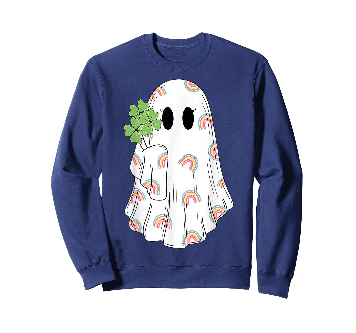 Spooky Ghost St. Patrick's Day Clover Irish Woman Outfit T-Shirt