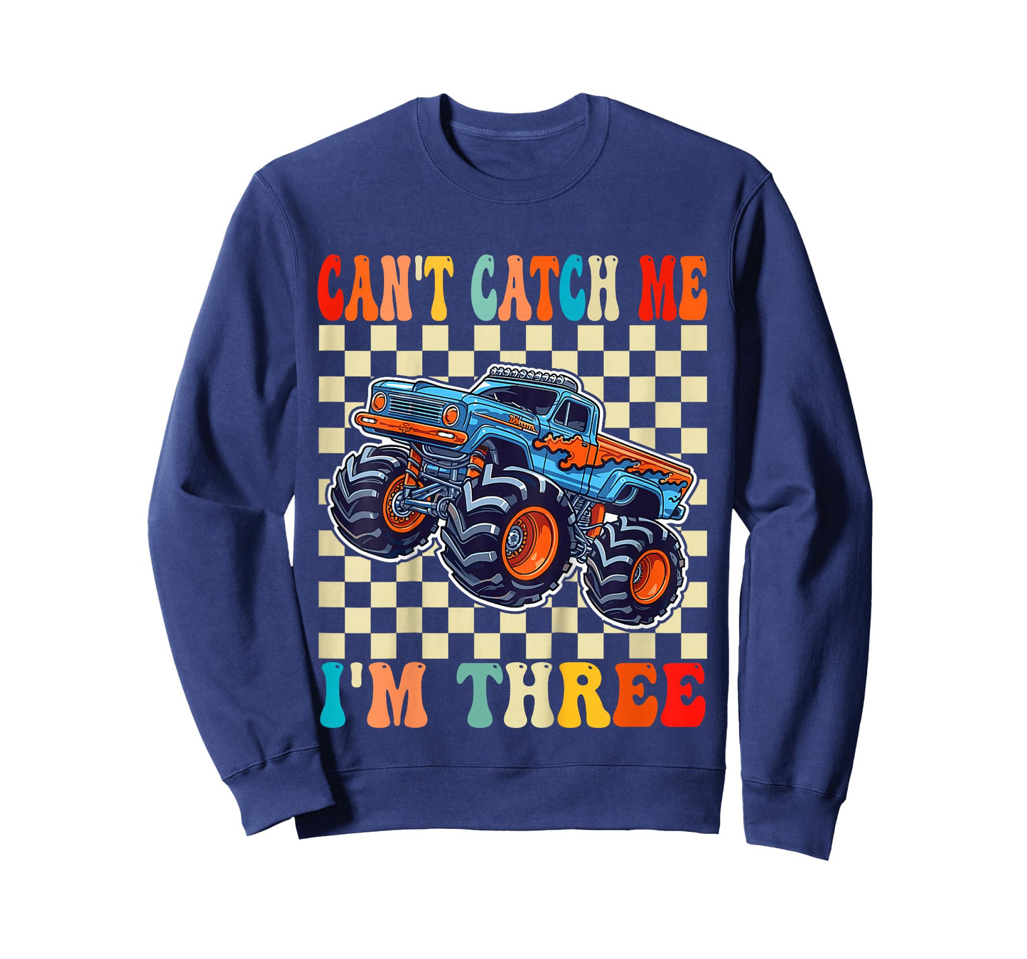 Kids Can’t Catch Me I’m Three 3rd Birthday Monster Truck T-Shirt