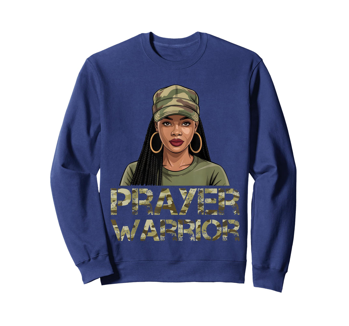Prayer Warrior Camo Hat God Jesus Christian Black Girl Woman T-Shirt