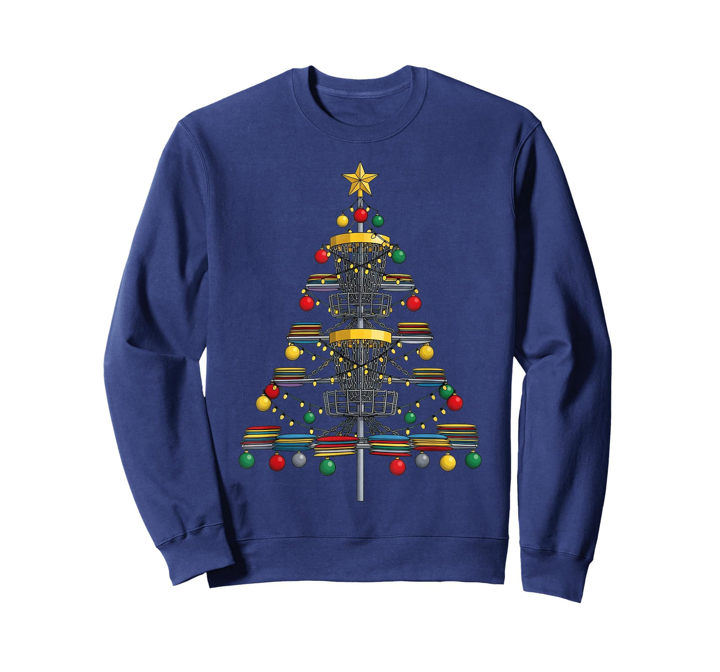 Disc Golf Christmas Tree Lights Xmas Funny Graphic Boys Men T-Shirt
