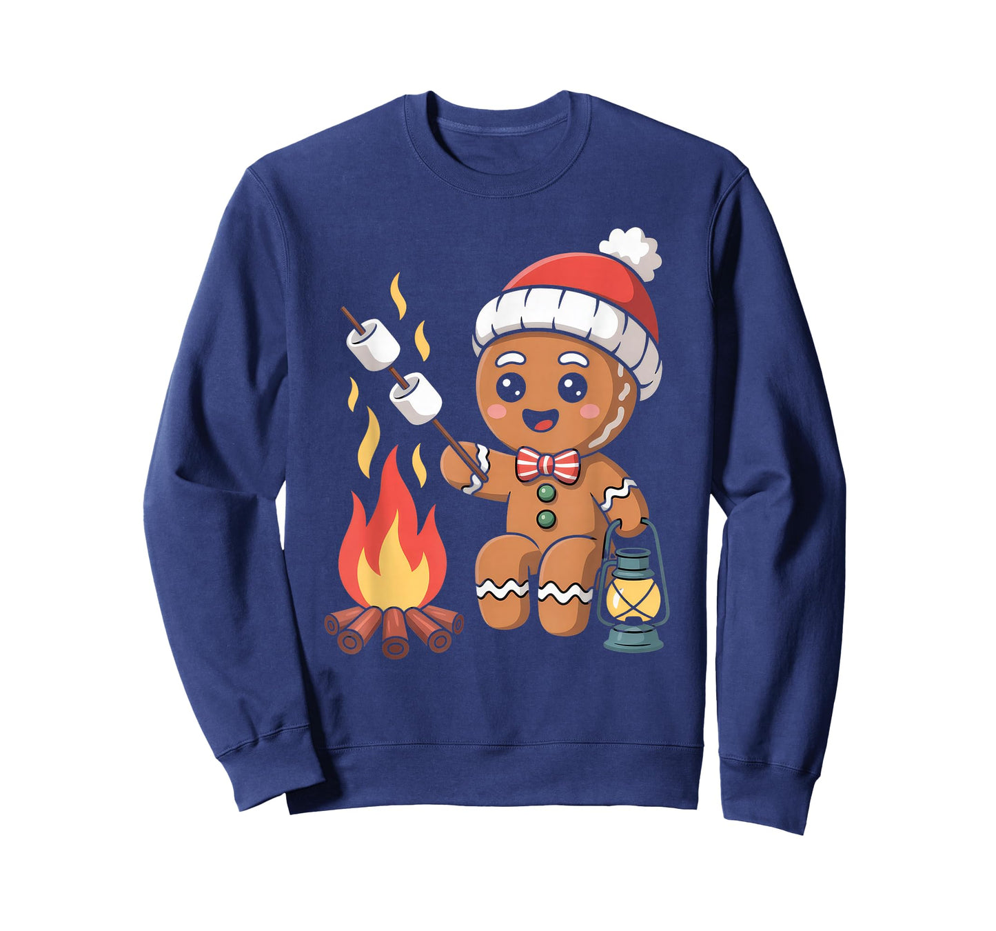 Gingerbread Marshmallow Roaster Camping Christmas T-Shirt