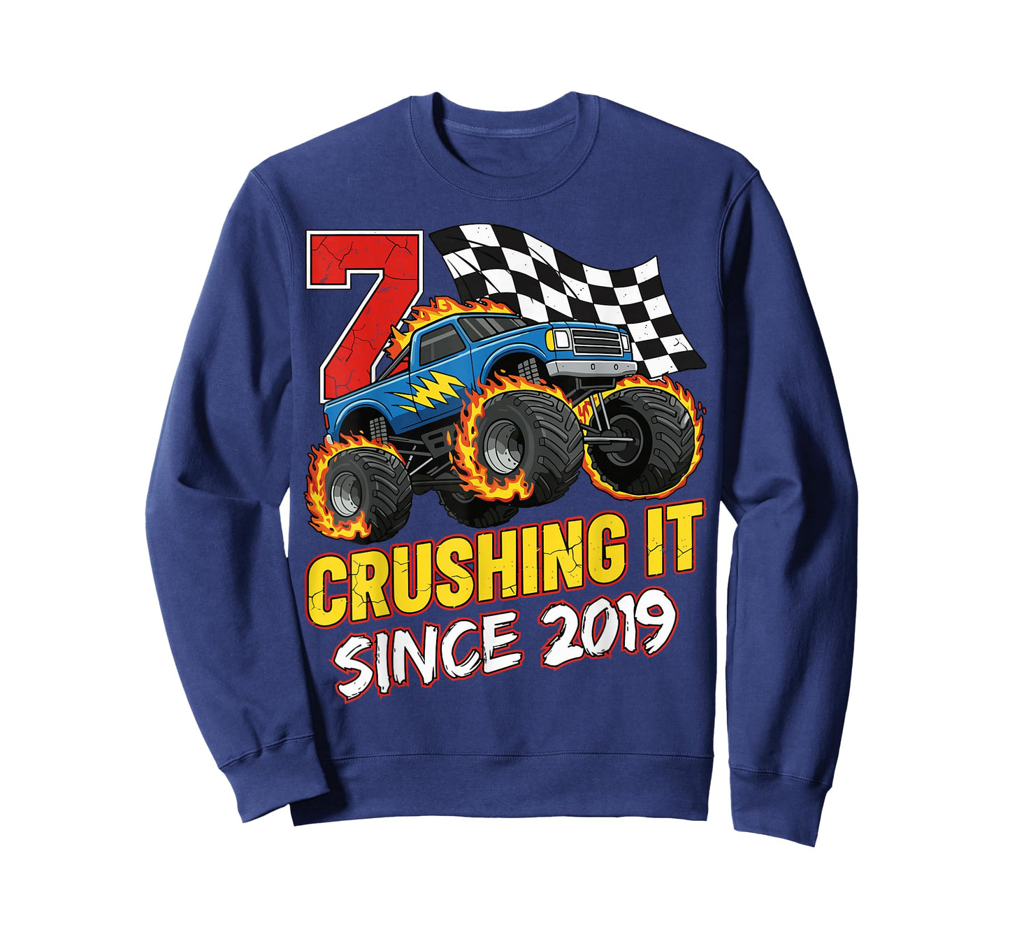 Birthday Monster Truck 7 Year Old Boys 7th Party Born 2019 T-Shirt