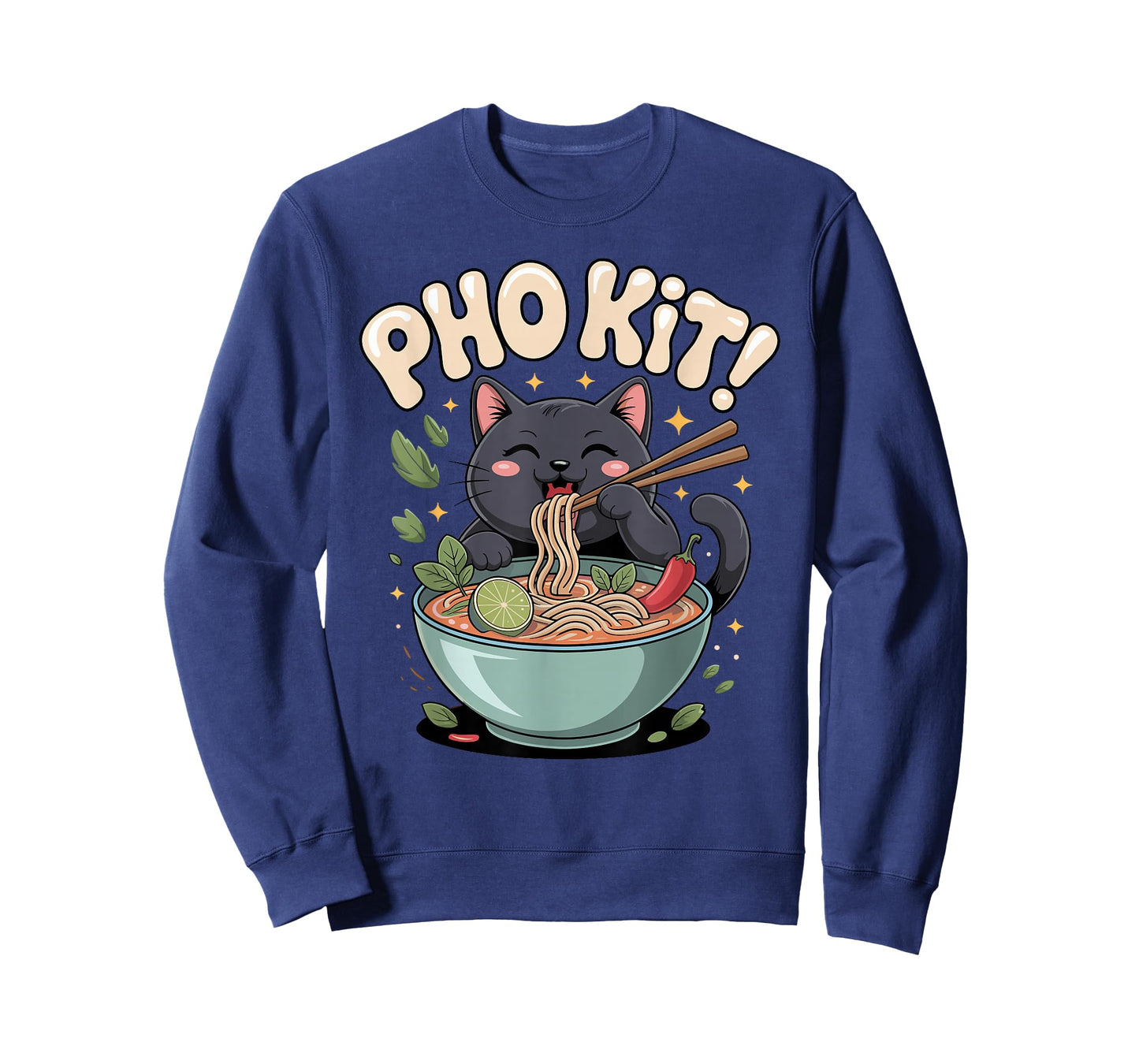 Black Noodle Cat Vietnamese Food Pho Kit T-Shirt